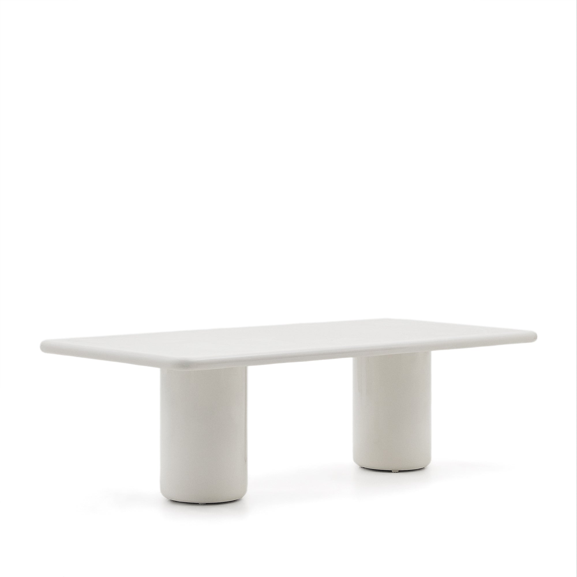 Canaret cement table with glossy white finish, 239 cm x 102 cm