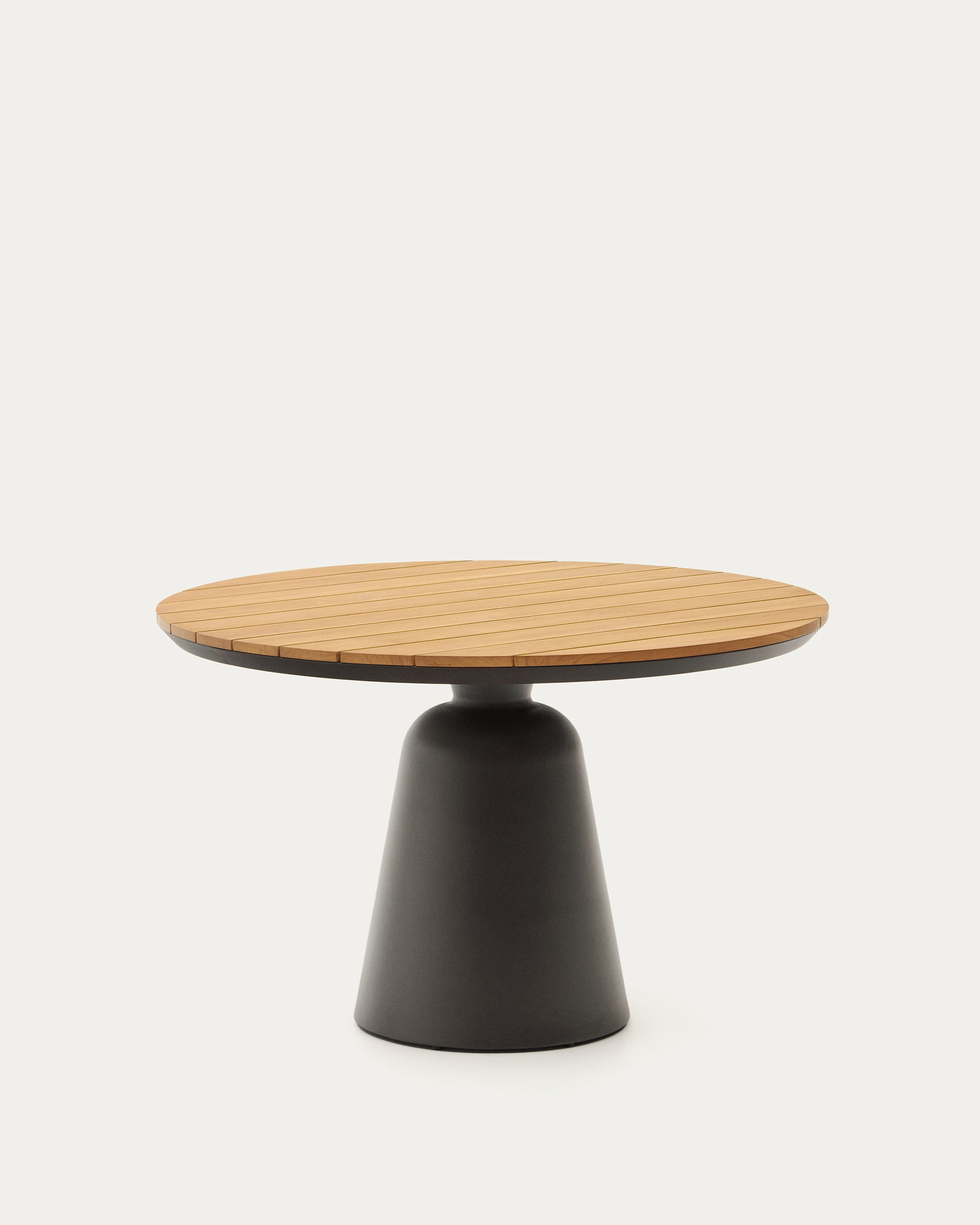 Tudons round outdoor table in aluminium in a grey and teak finish, Ø120 cm FSC 100% - Product View