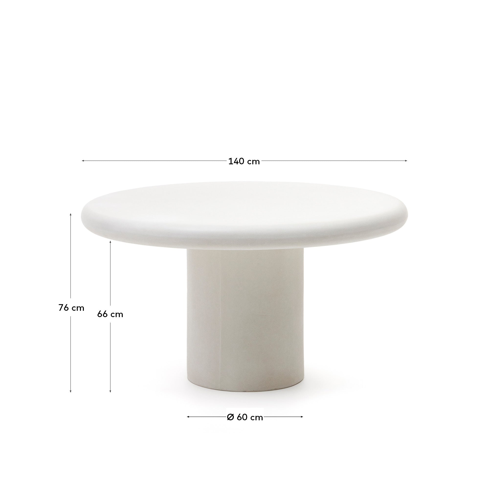 Addaia white cement, round table, Ø140 cm - Measurements