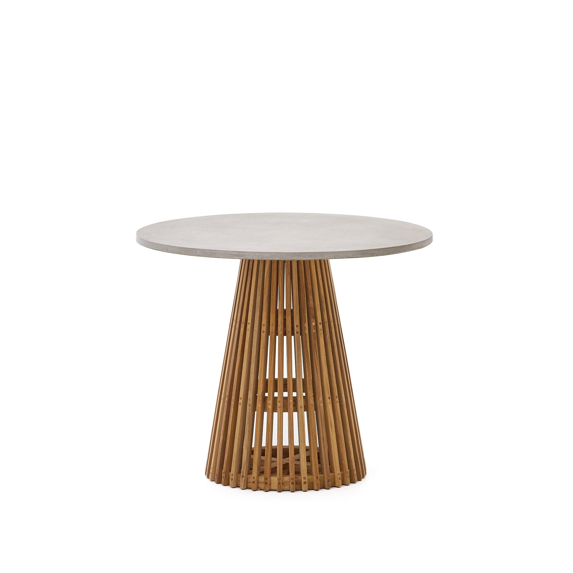Alcaufar kerek kültéri asztal szilárd teakfából és szürke cementből Ø 90 cm