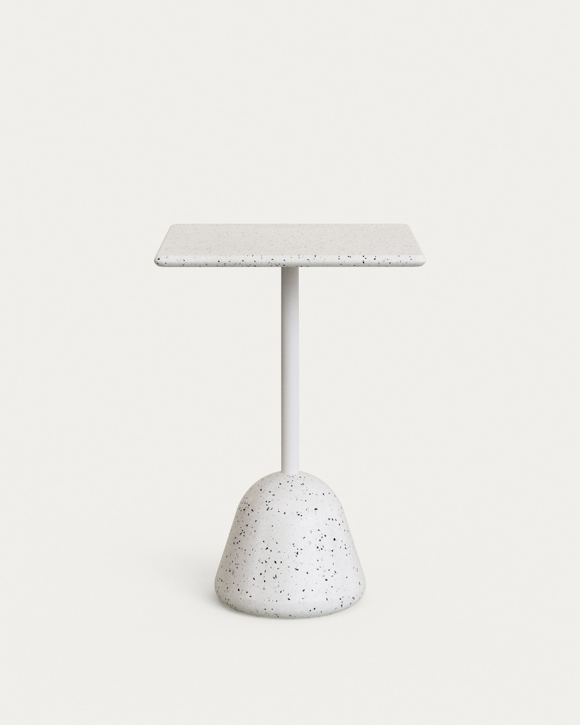 Saura high bar table in white terrazzo with a white terrazzo top, 95 x 70 x 70 cm - Product View