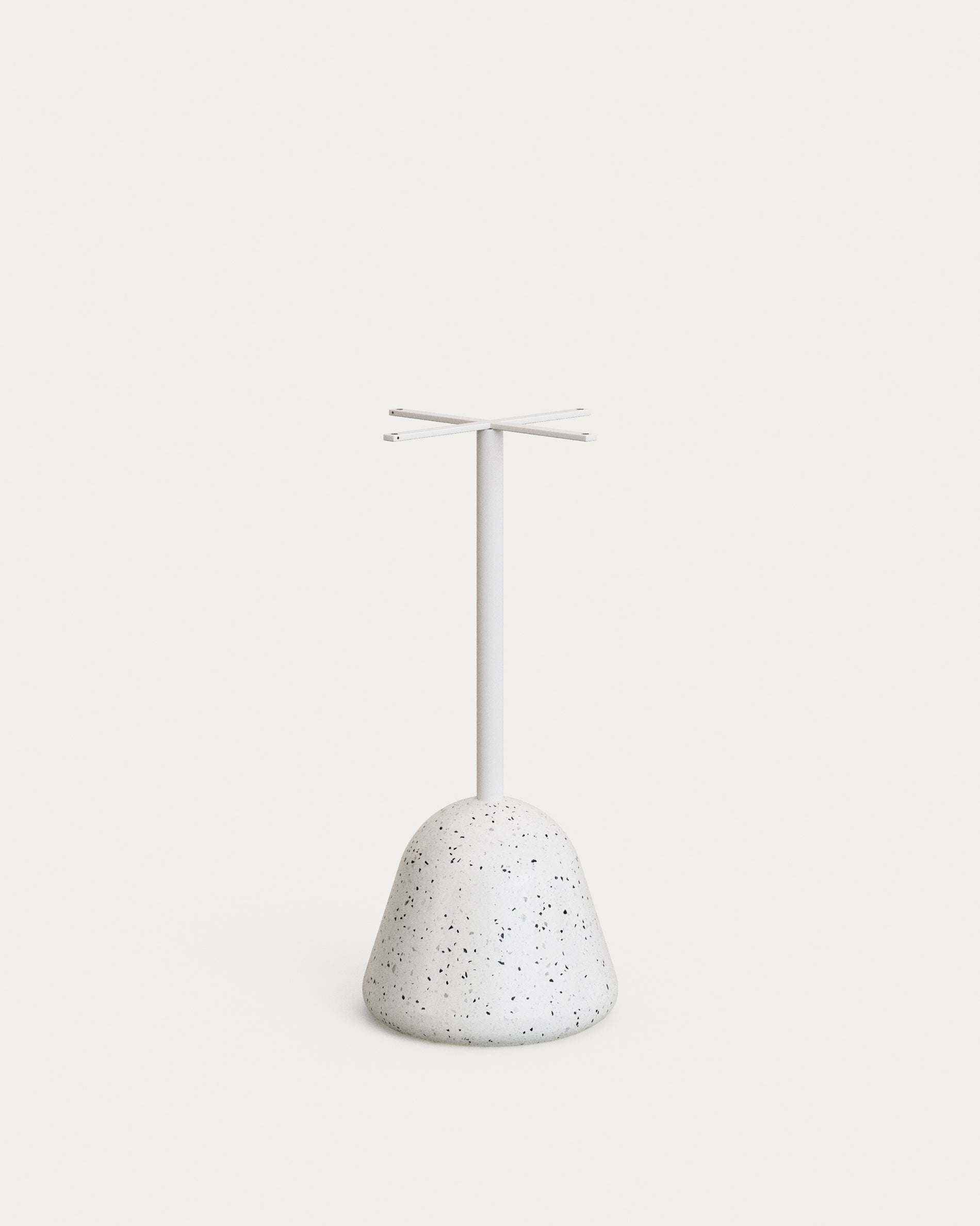 Saura high bar table in white terrazzo with a white terrazzo top, 95 x 70 x 70 cm - Product View
