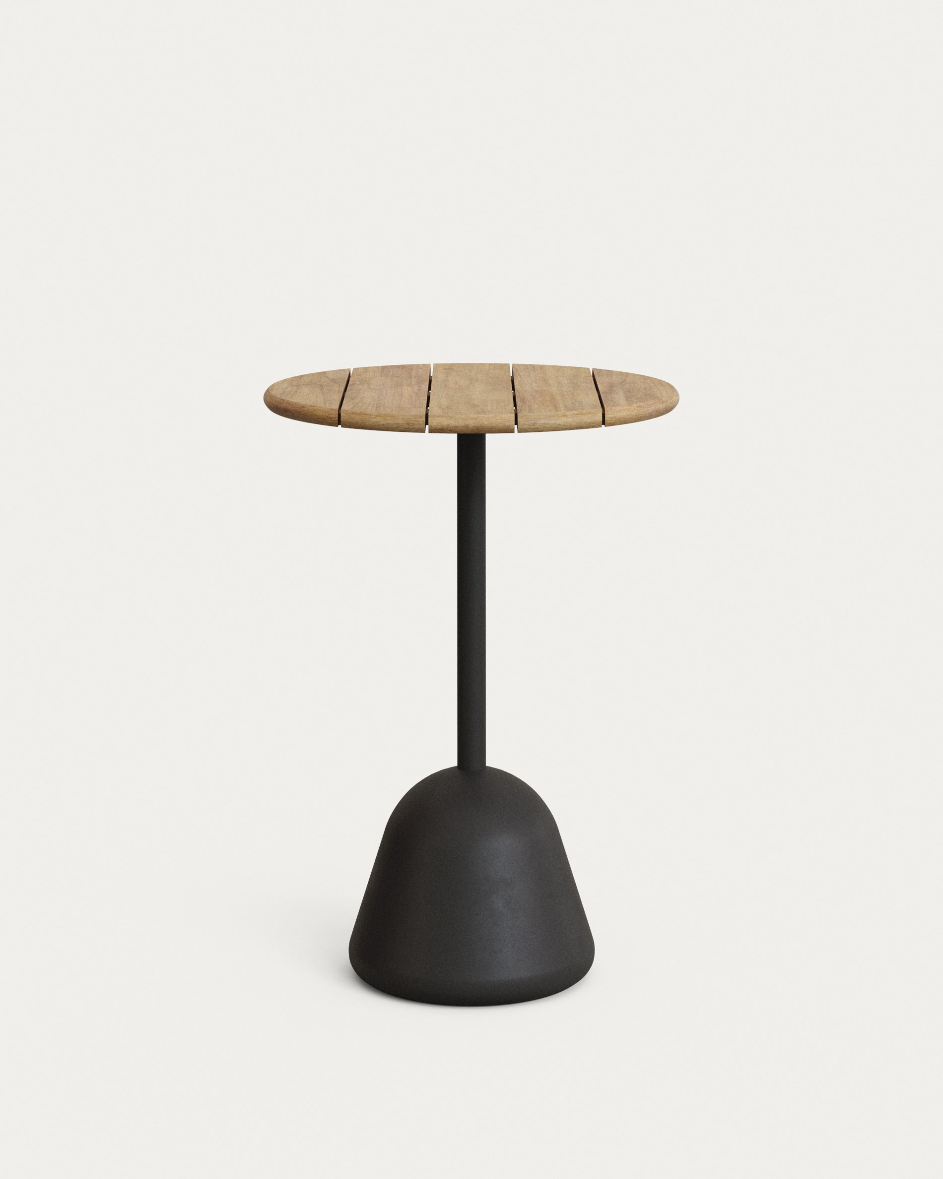 Saura high bar table black steel frame and natural finish acacia top, 95xØ70cm FSC 100% - Product Image