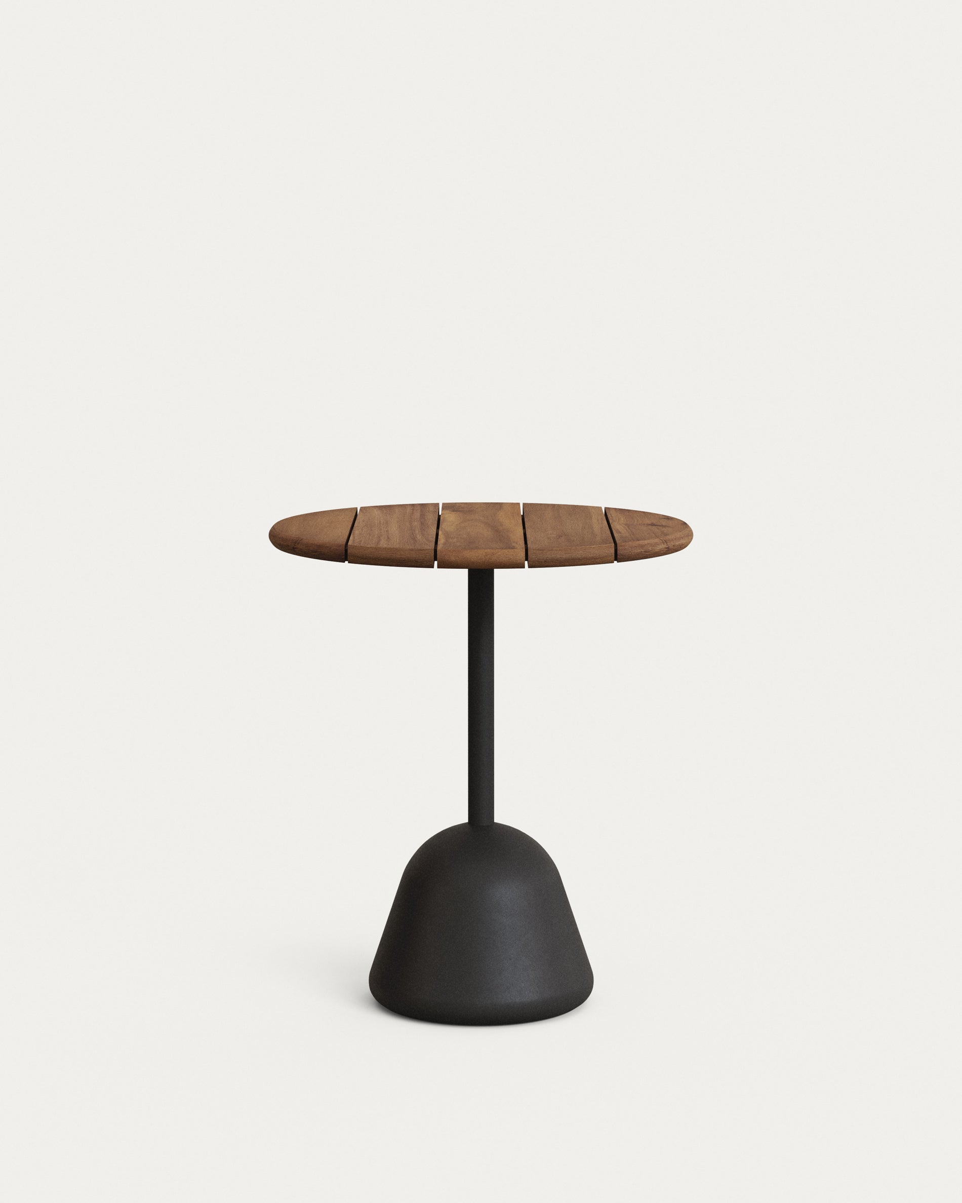 Saura asztal, fekete fém tetejű akác dió befejezéssel, 75 x 70 cm
