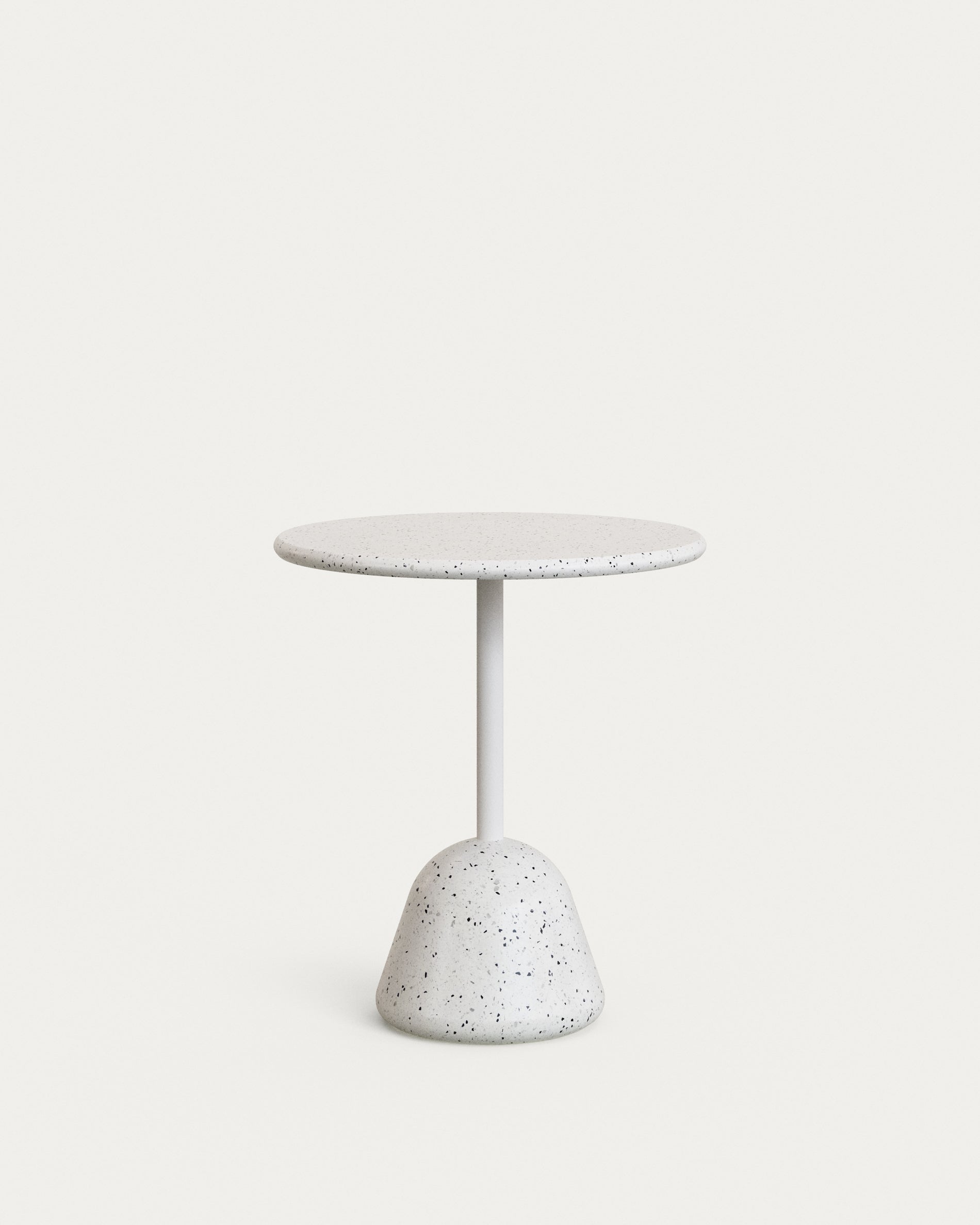 Saura asztal fehér terrazzóval és fehér terrazzó tetejével, 75 x 70