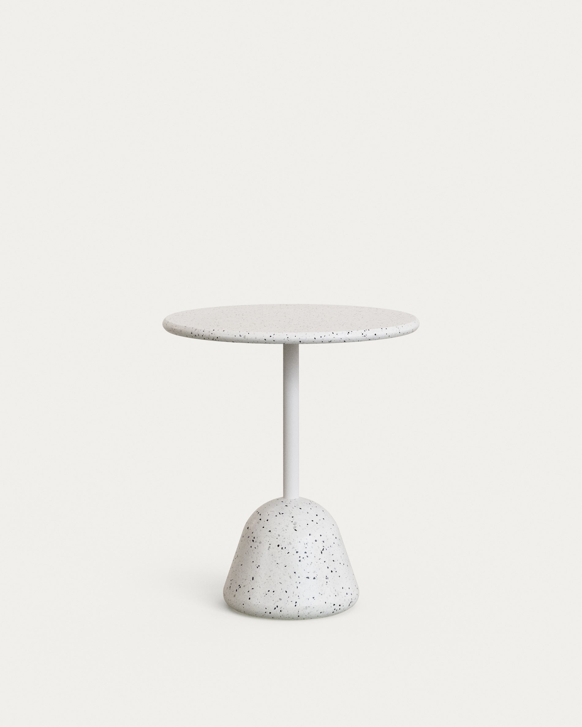 Saura Table in white terrazzo with a white terrazzo top, 75 x Ø70 - Product View