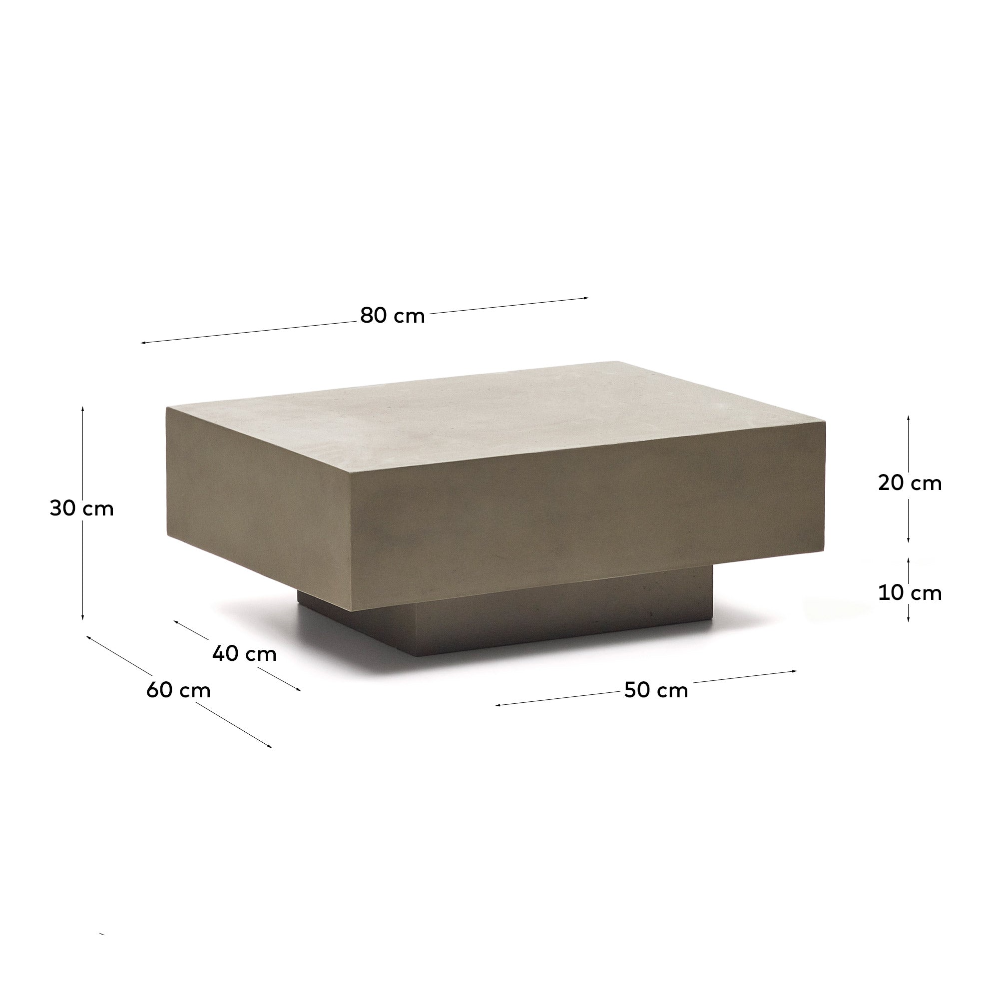 Rustella cement coffee table, 80 x 60 cm - Measurements