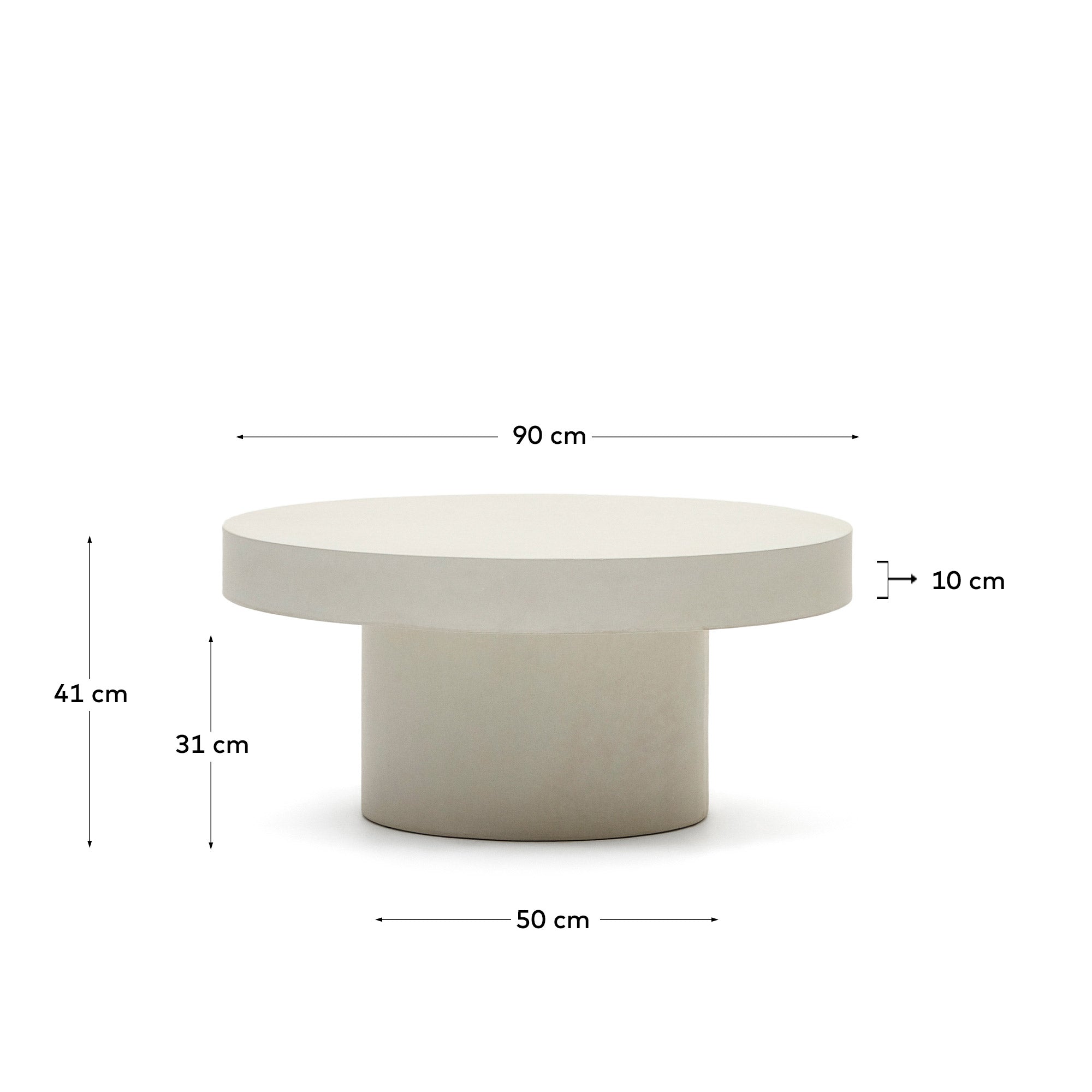 Aiguablava round coffee table in white cement, Ø 90 cm - Measurements