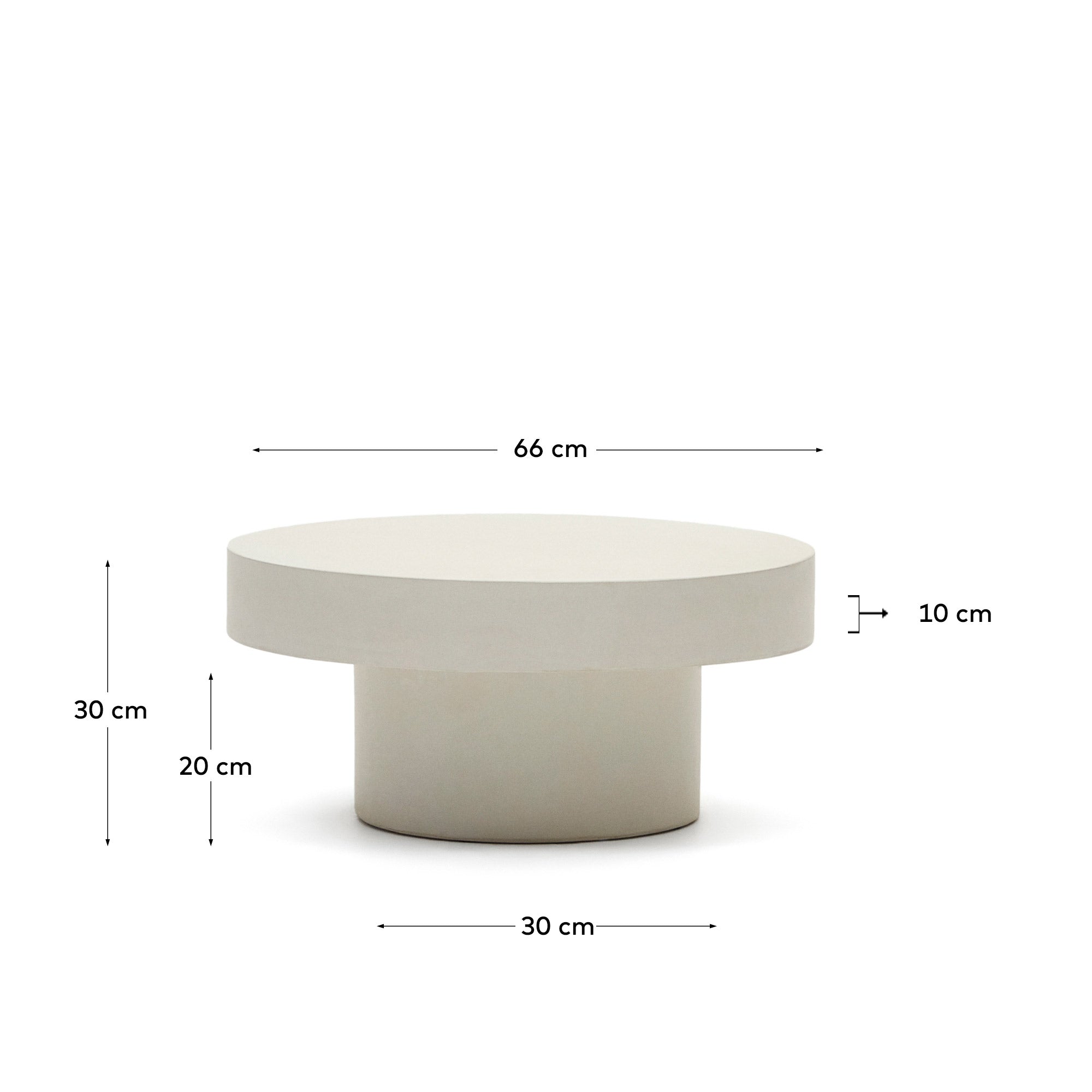 Aiguablava round coffee table in white cement, Ø 66 cm - Measurements