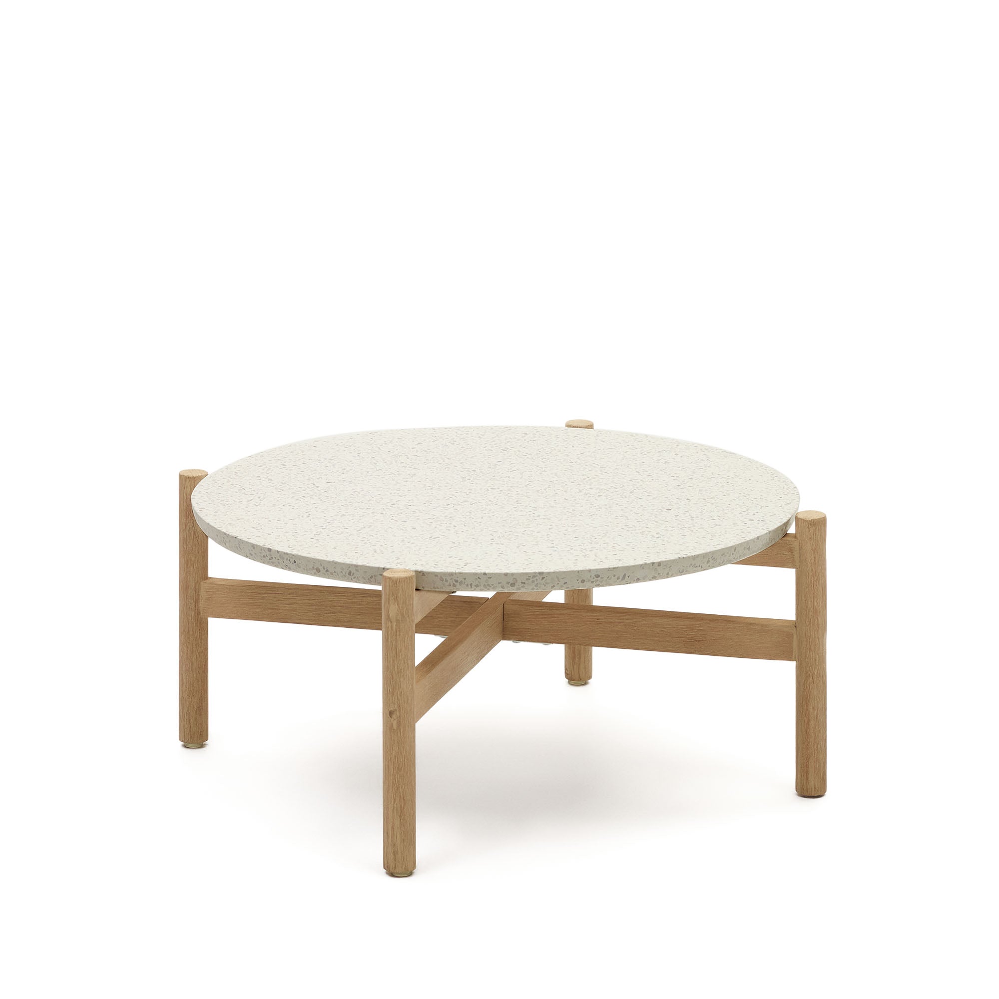Pola solid eucalyptus wood and cement coffee table, Ø 84,4 cm FSC - Product Image