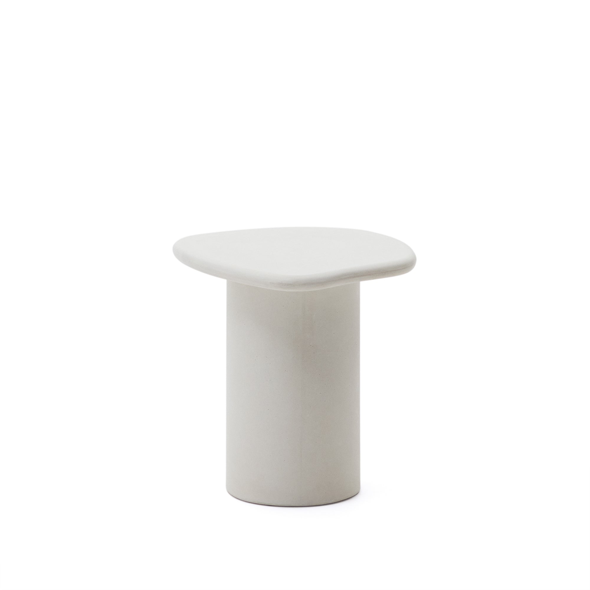 Macarella white cement side table, 48 x 47 cm