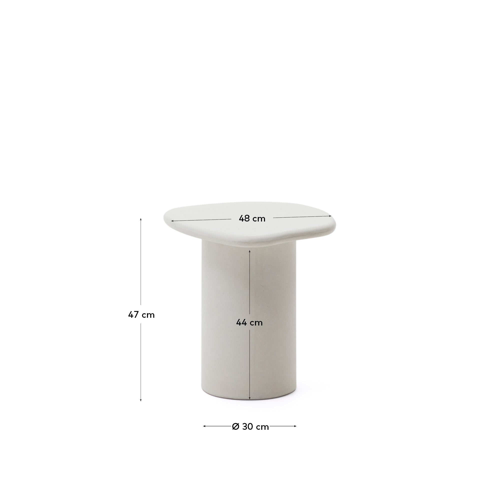 Macarella white cement side table, 48 x 47 cm - Measurements