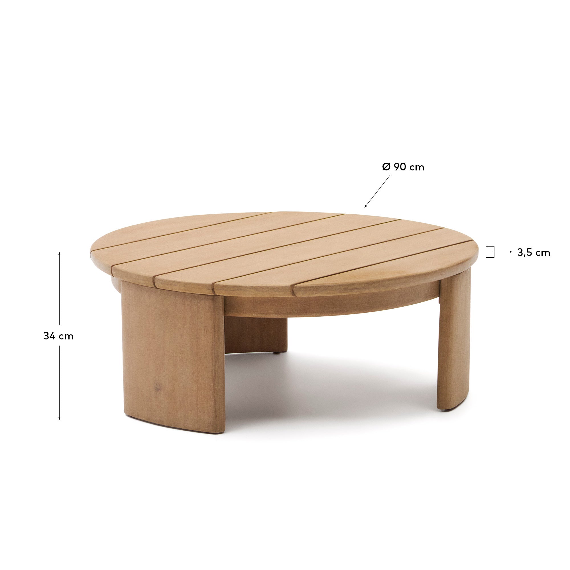 Xoriguer coffee table in solid eucalyptus wood Ø90 cm FSC 100% - Measurements