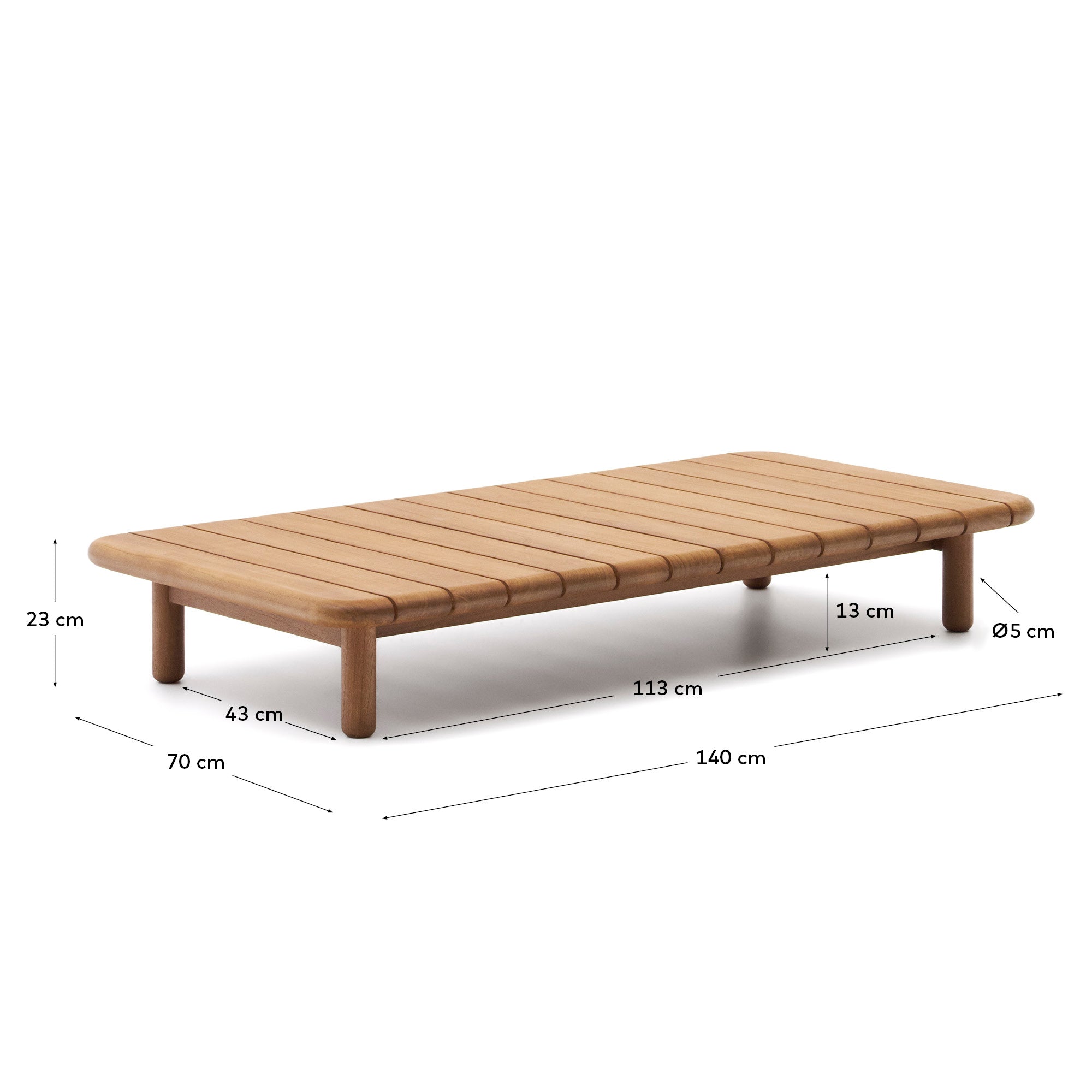 Turqueta coffee table made from solid teak wood, 140 x 70 cm, FSC 100% - Measurements