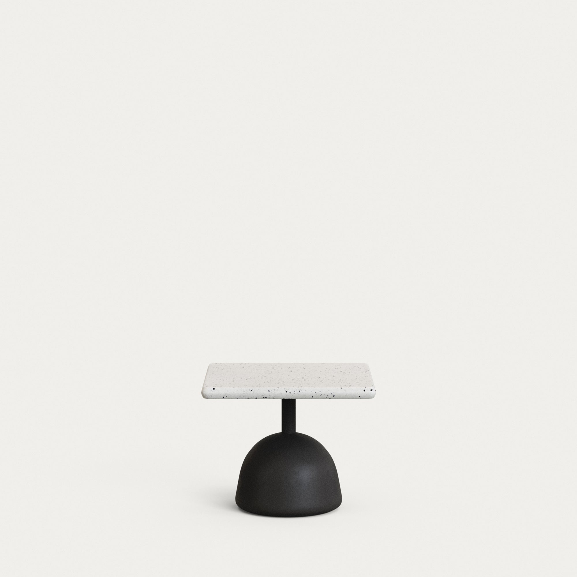 Saura coffee table with white terrazzo top and black cement base 44x44x35cm - Product Image