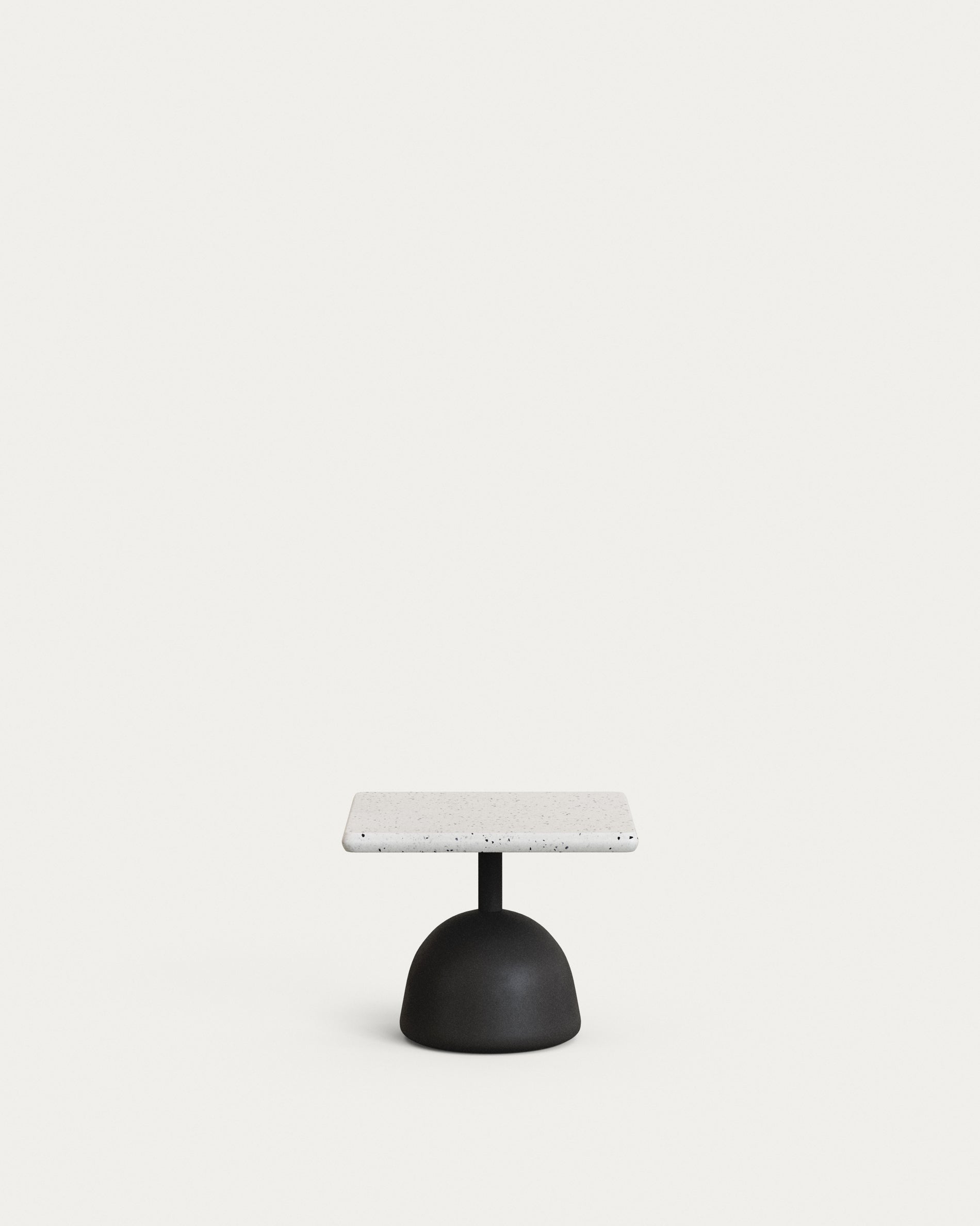 Saura coffee table with white terrazzo top and black cement base 44x44x35cm - Product View