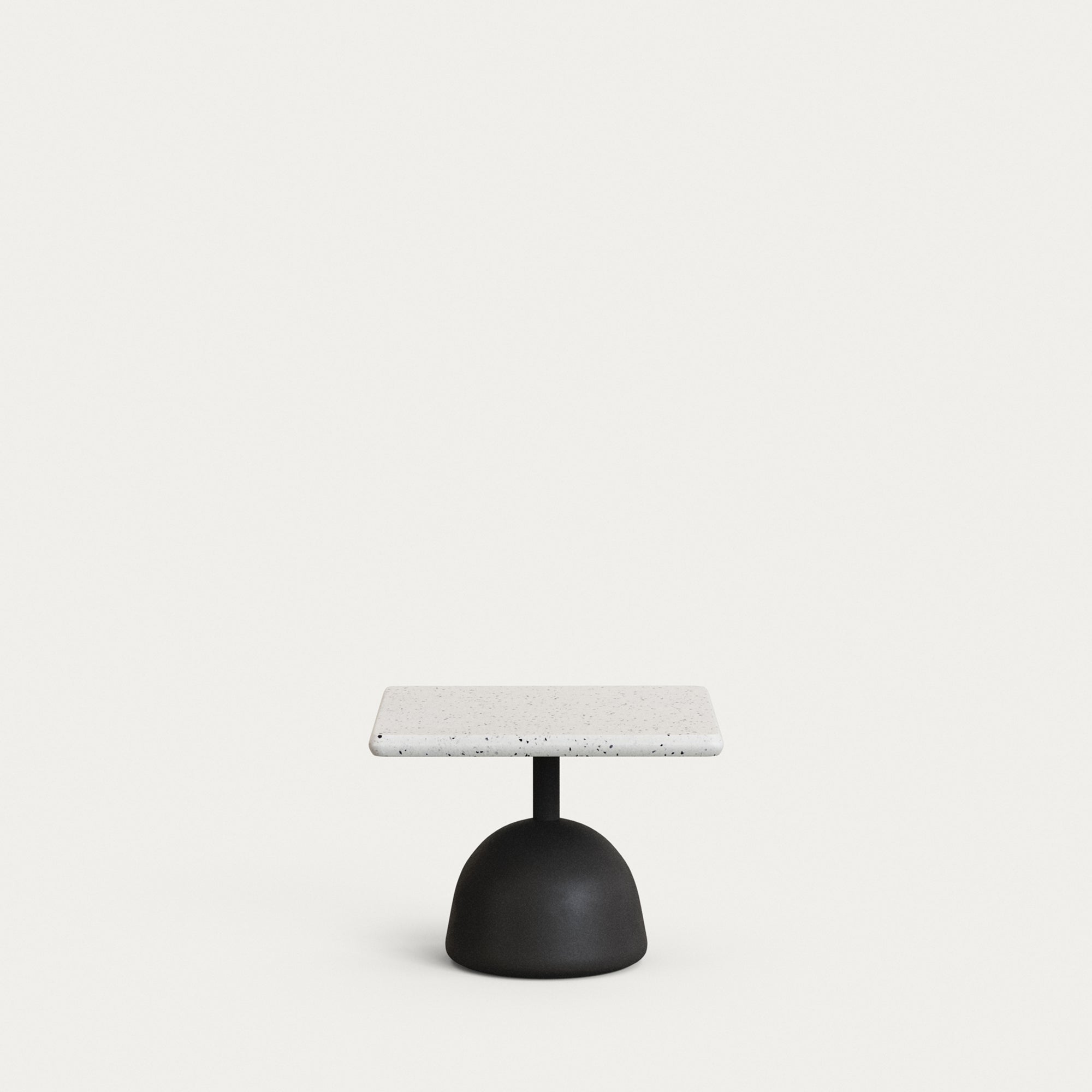 Saura coffee table with white terrazzo top and black cement base 48x48x35cm - Product Image