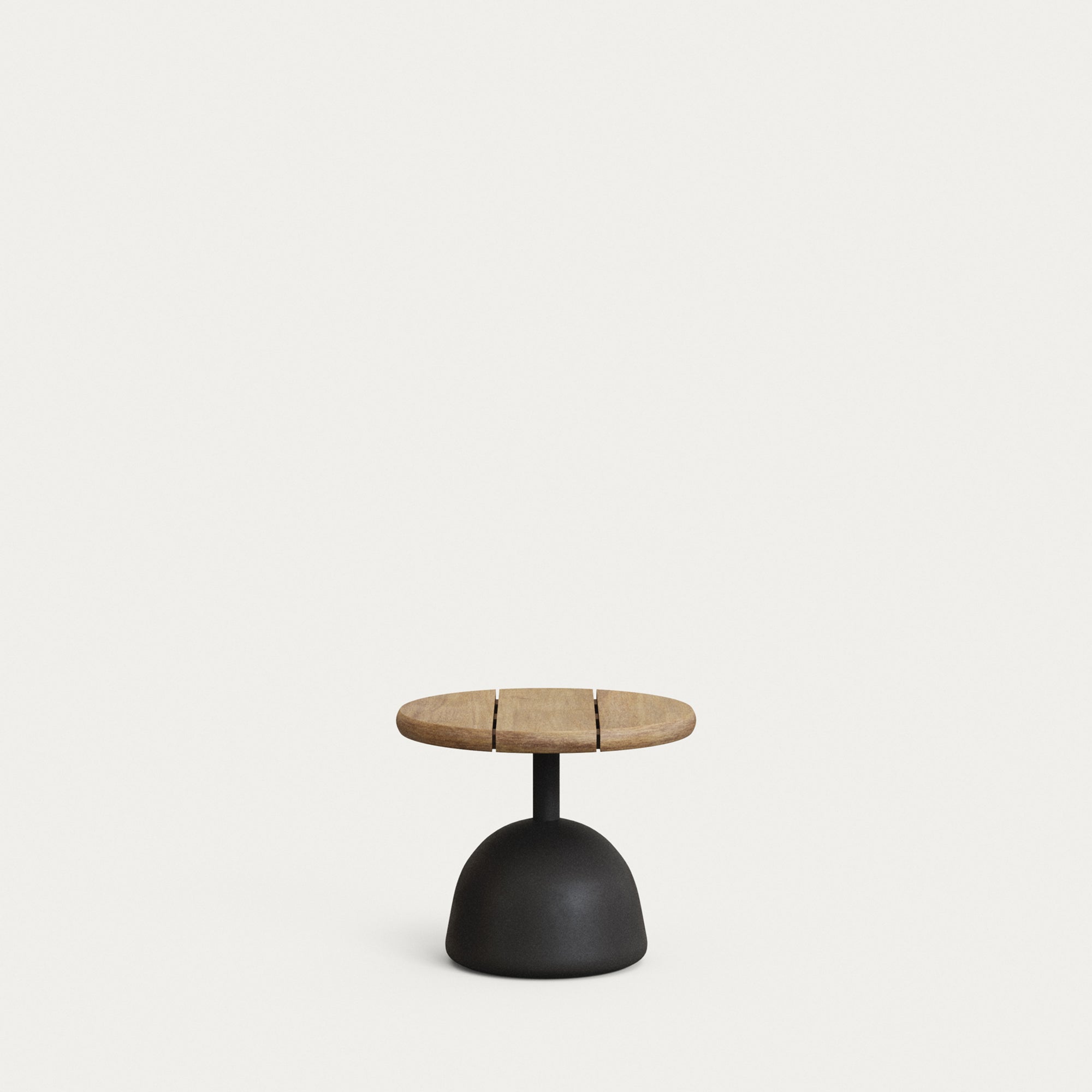 Saura coffee table with natural finish acacia top and black cement base Ø43x35cm - Product Image