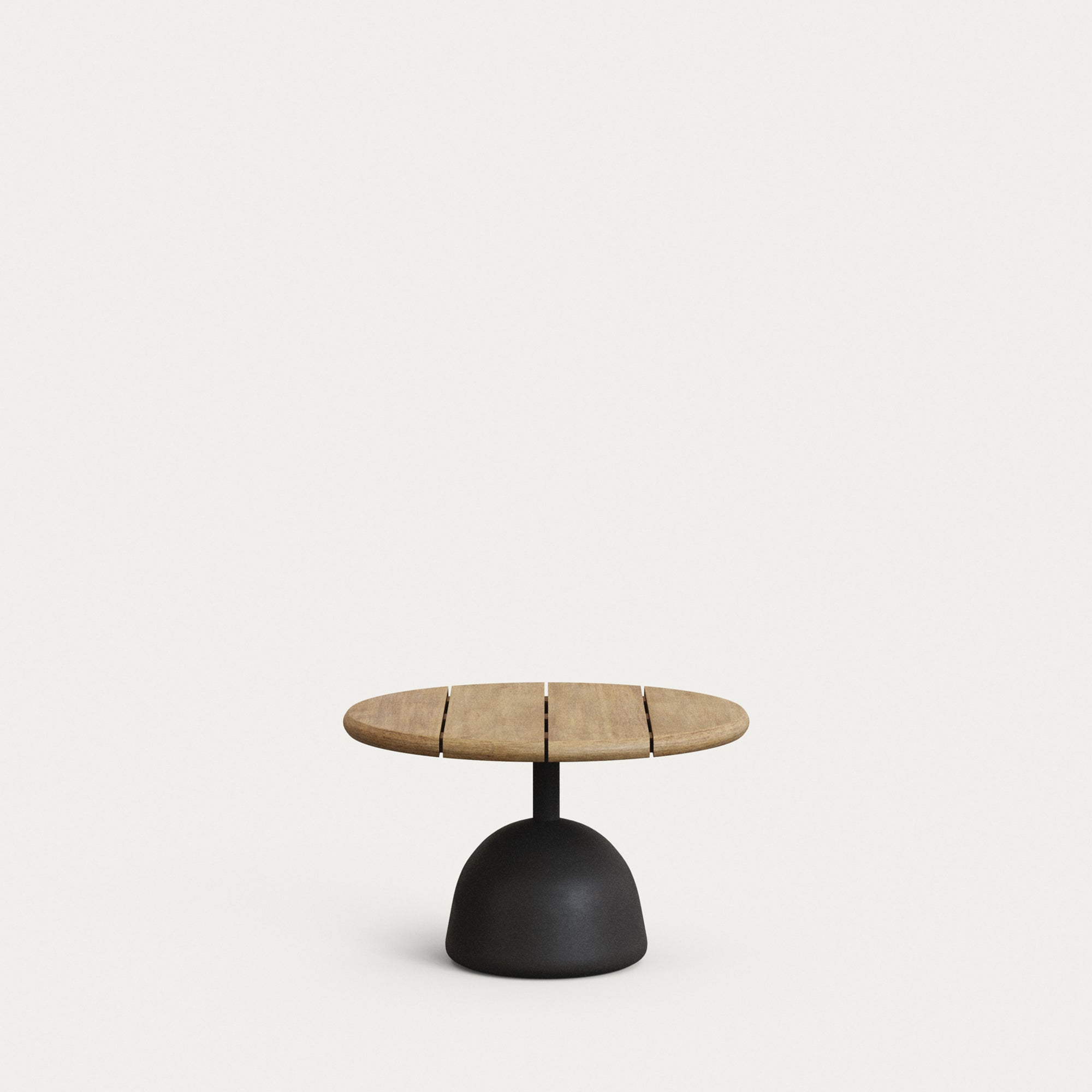 Saura coffee table with natural finish acacia top and black cement base Ø55x35cm - Product Image