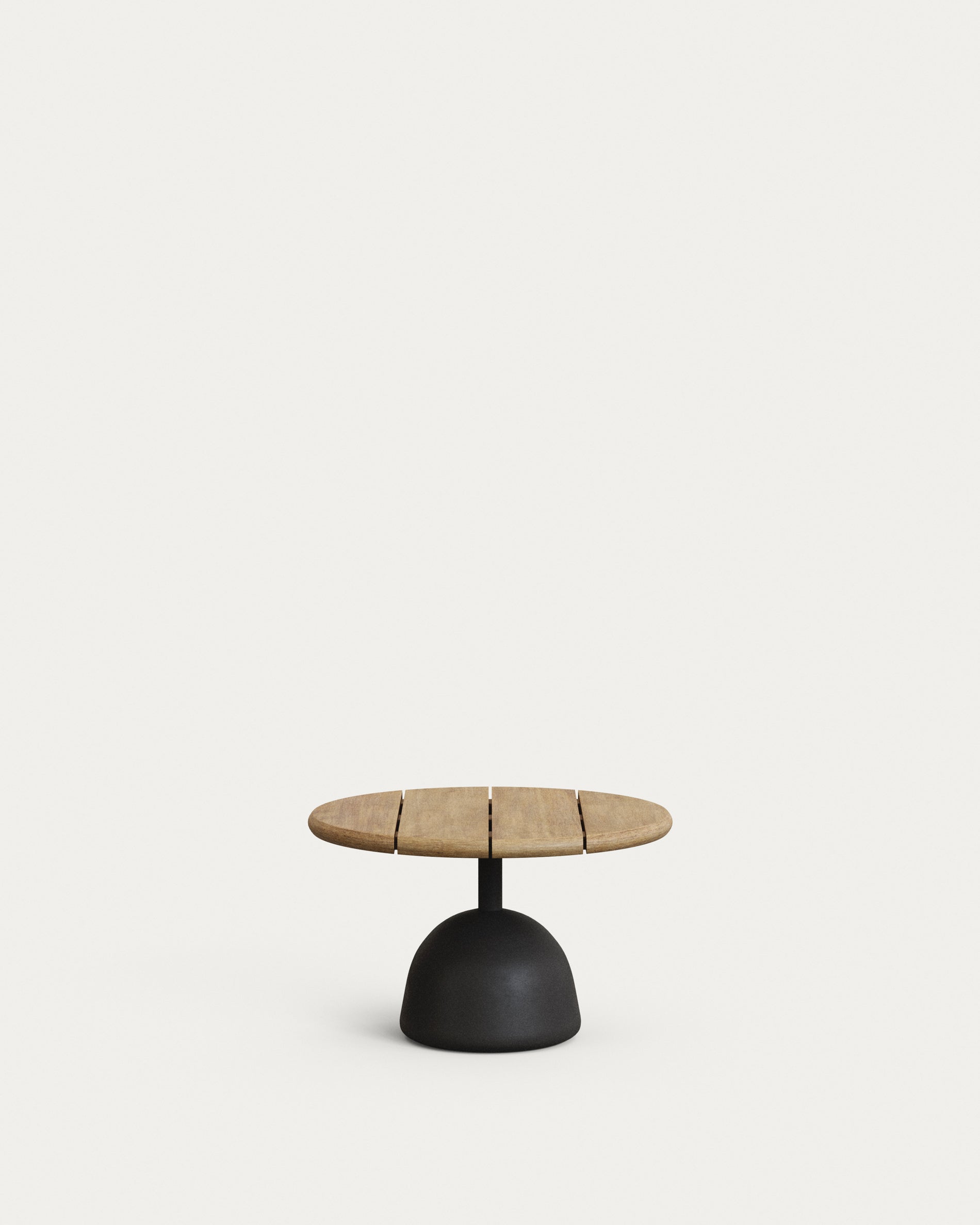 Saura coffee table with natural finish acacia top and black cement base Ø55x35cm - Product View
