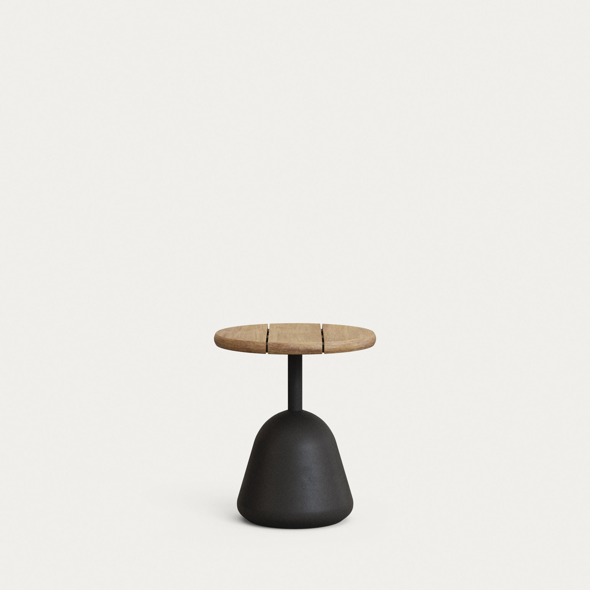Saura black metal coffee table with natural acacia top, 45 x Ø43 cm FSC 100% - Product Image