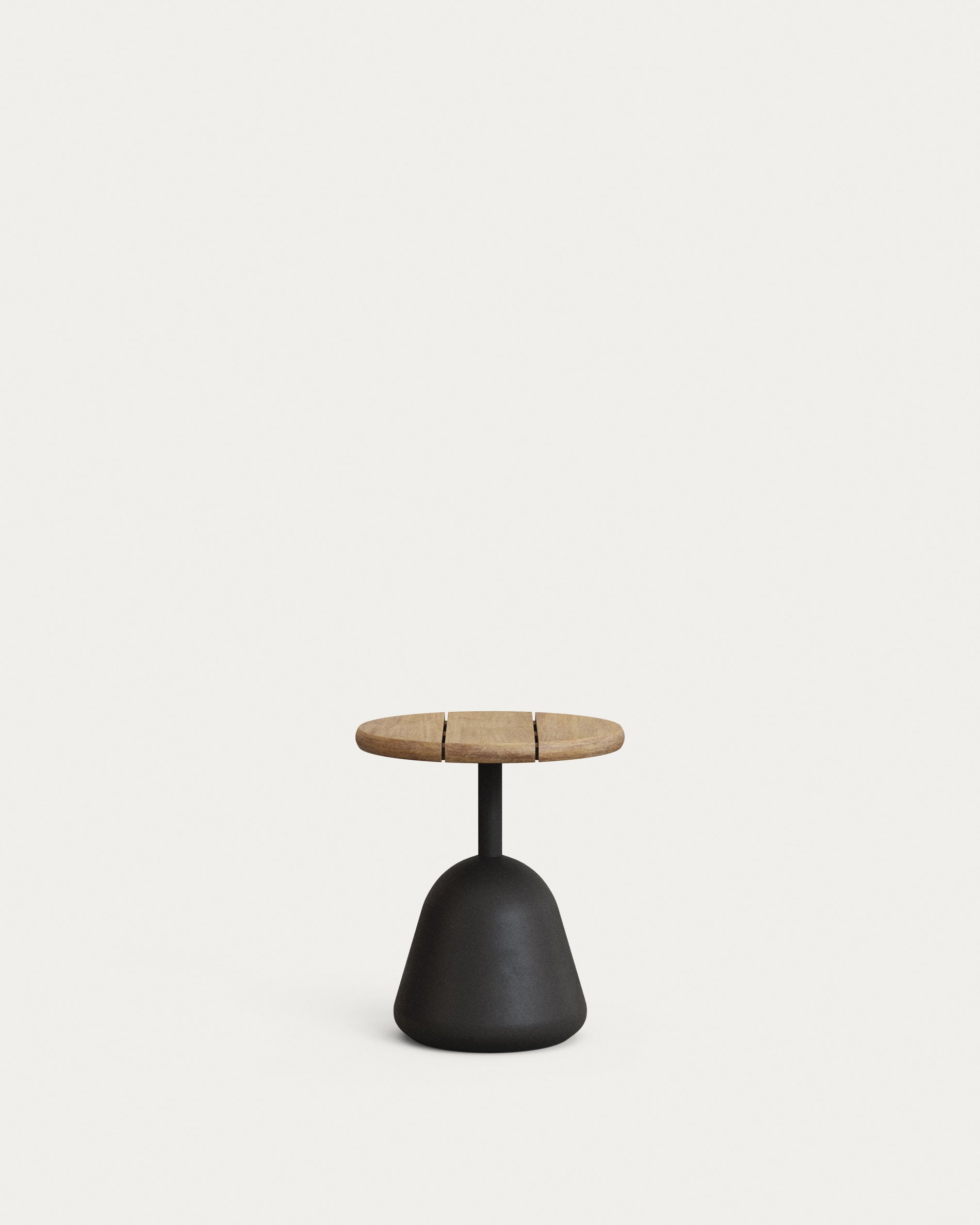 Saura black metal coffee table with natural acacia top, 45 x Ø43 cm FSC 100% - Product View