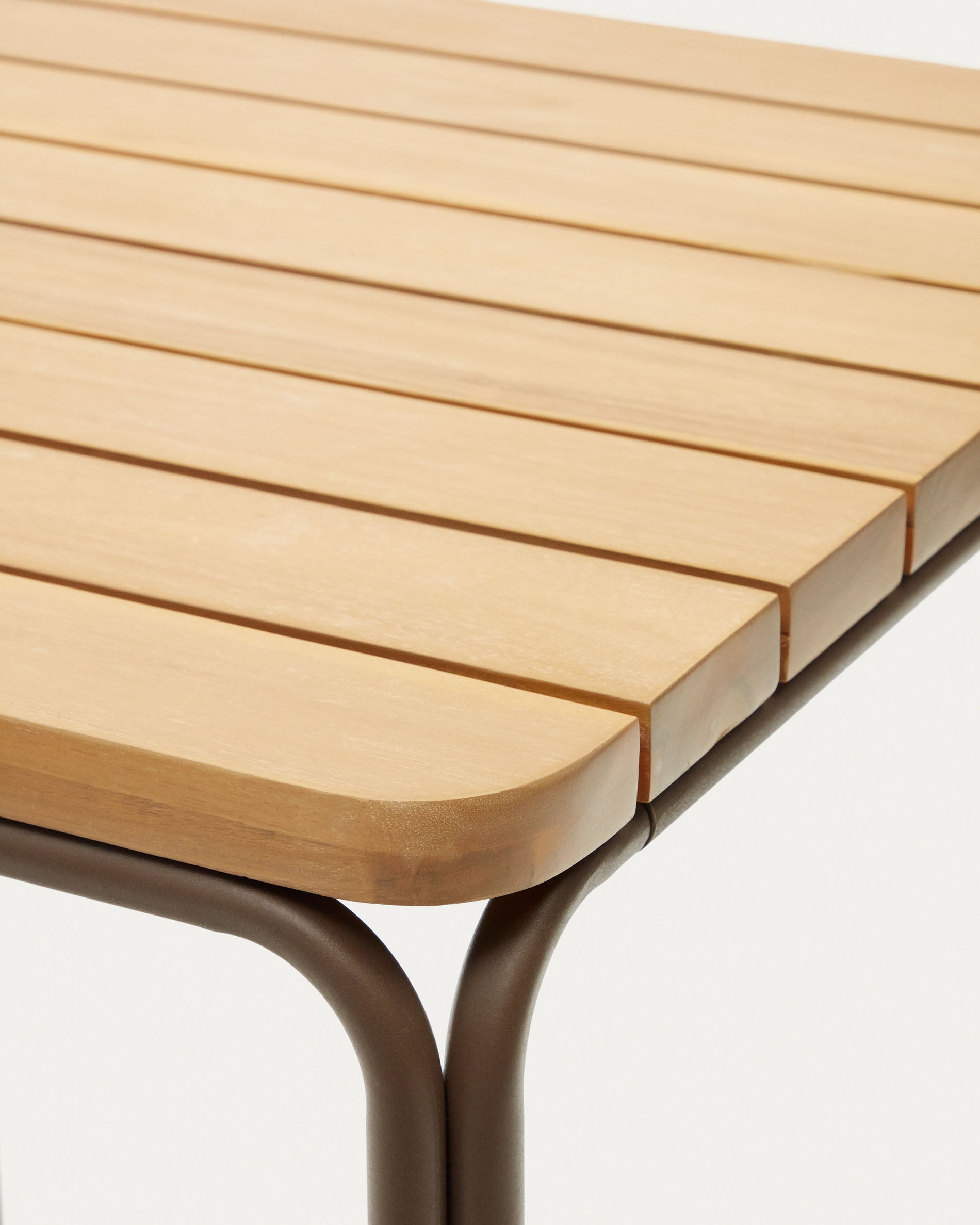 Salguer solid acacia & brown steel bar table, outdoor suitable, 70 x 70 cm FSC 100% - Detail