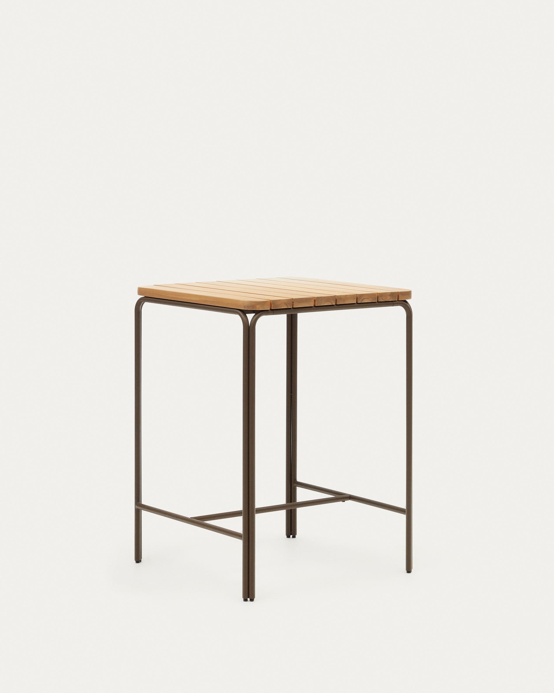 Salguer solid acacia & brown steel bar table, outdoor suitable, 70 x 70 cm FSC 100% - Product View