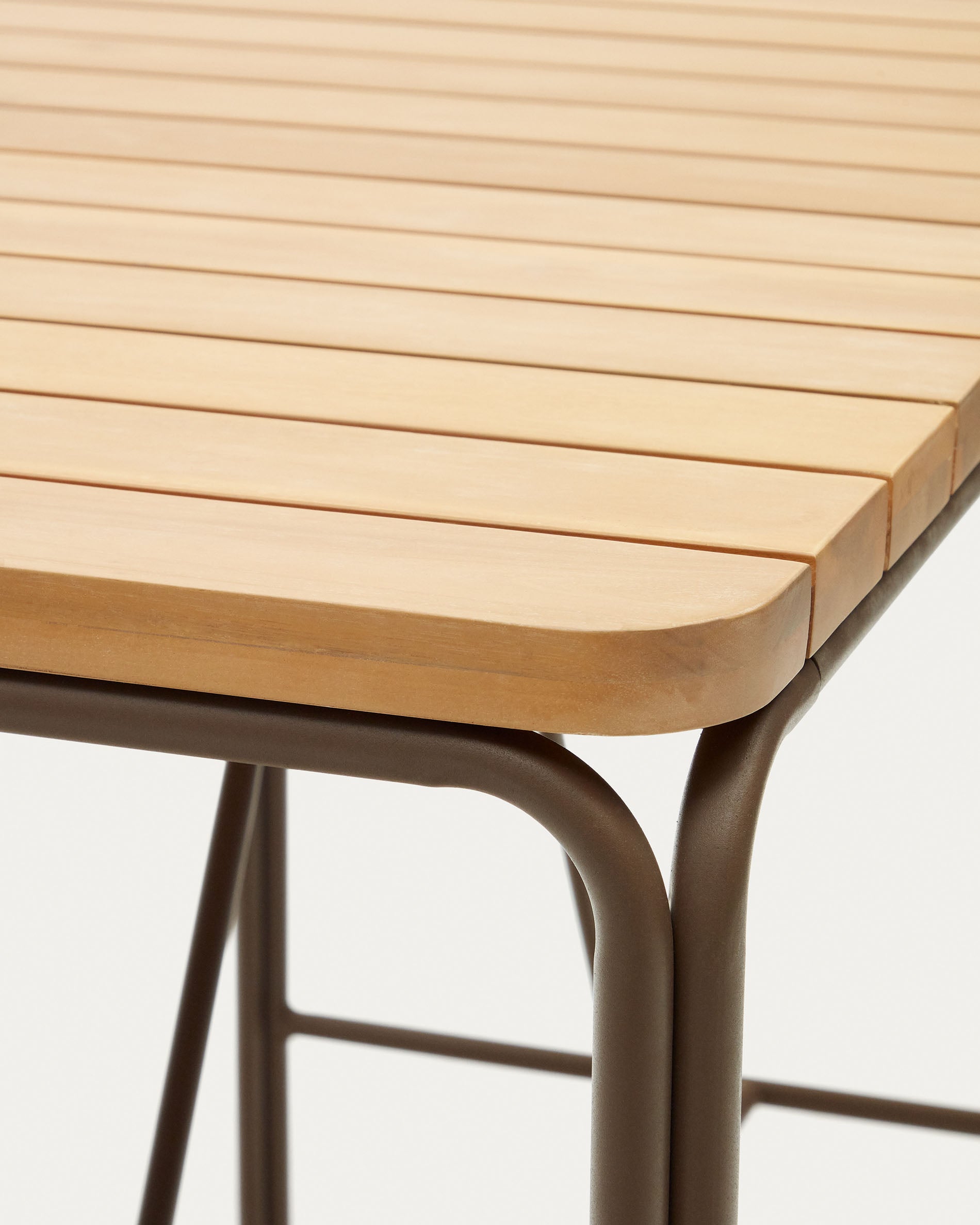 Salguer solid acacia & brown steel bar table, outdoor suitable, 140 x 70 cm FSC 100% - Detail
