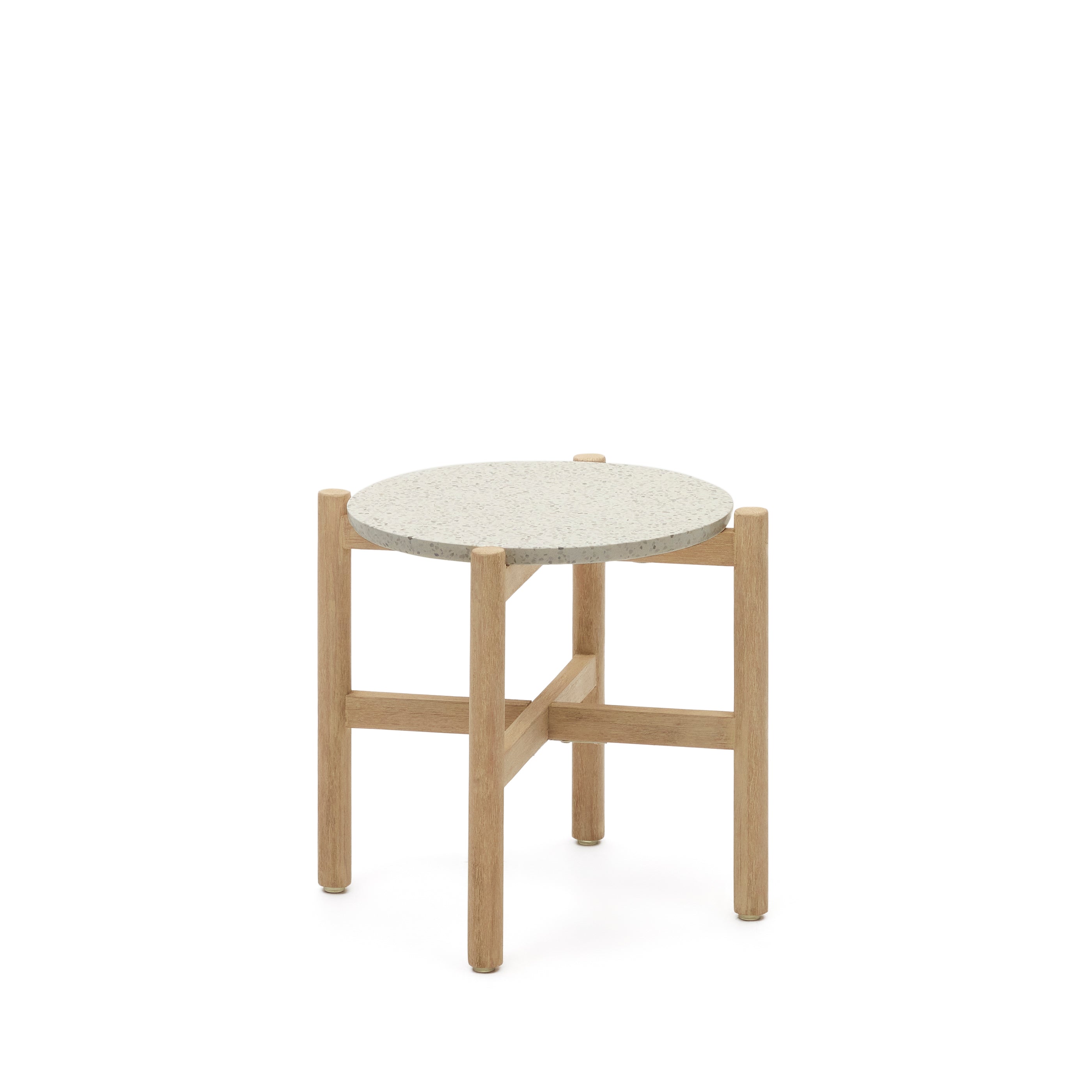 Pola cement and solid eucalyptus wood side table, Ø 50 cm FSC - Product Image