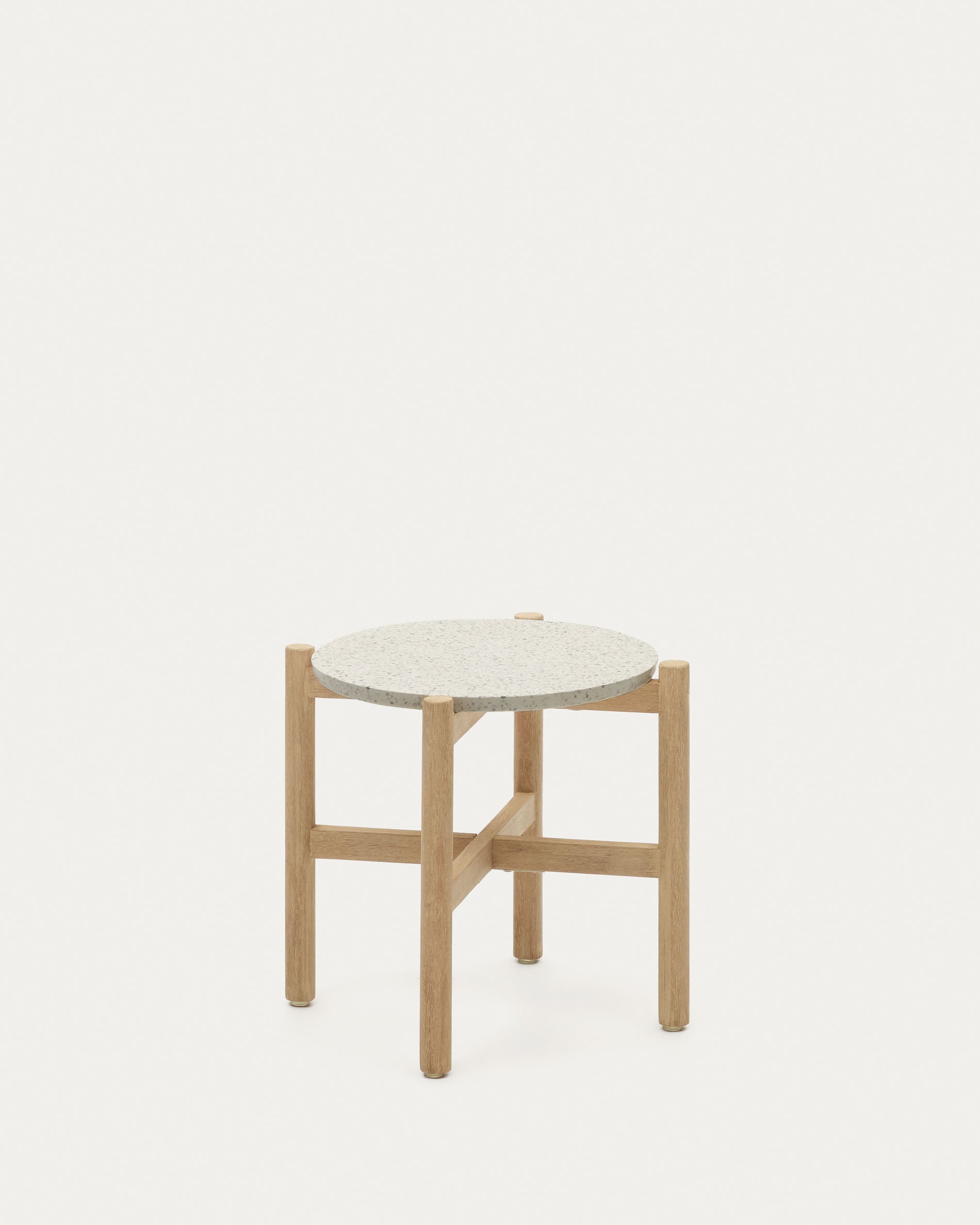 Pola cement and solid eucalyptus wood side table, Ø 50 cm FSC - Product View