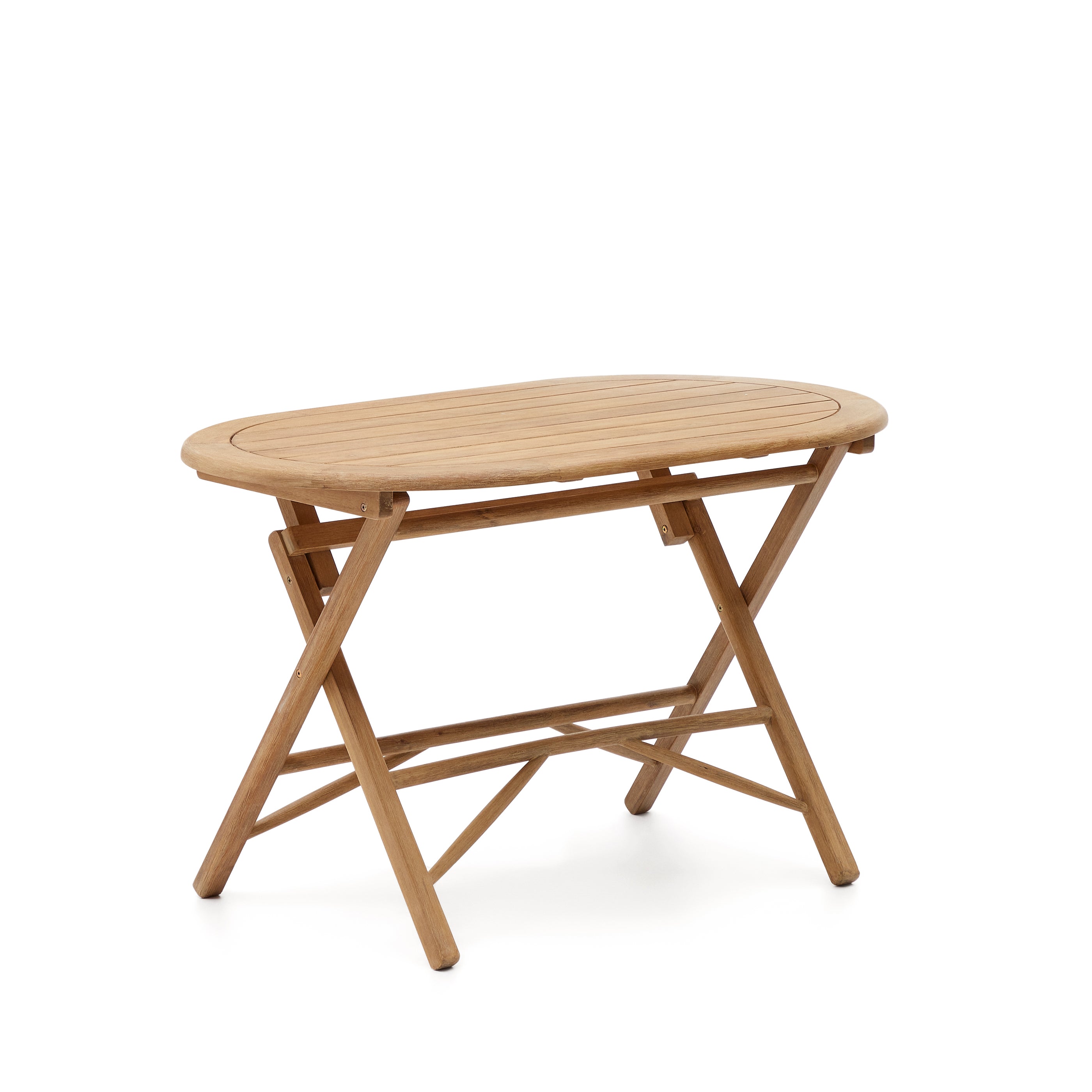 Dandara folding table in solid acacia wood natural finish, Ø 120 x 60 cm FSC 100% - Product Image