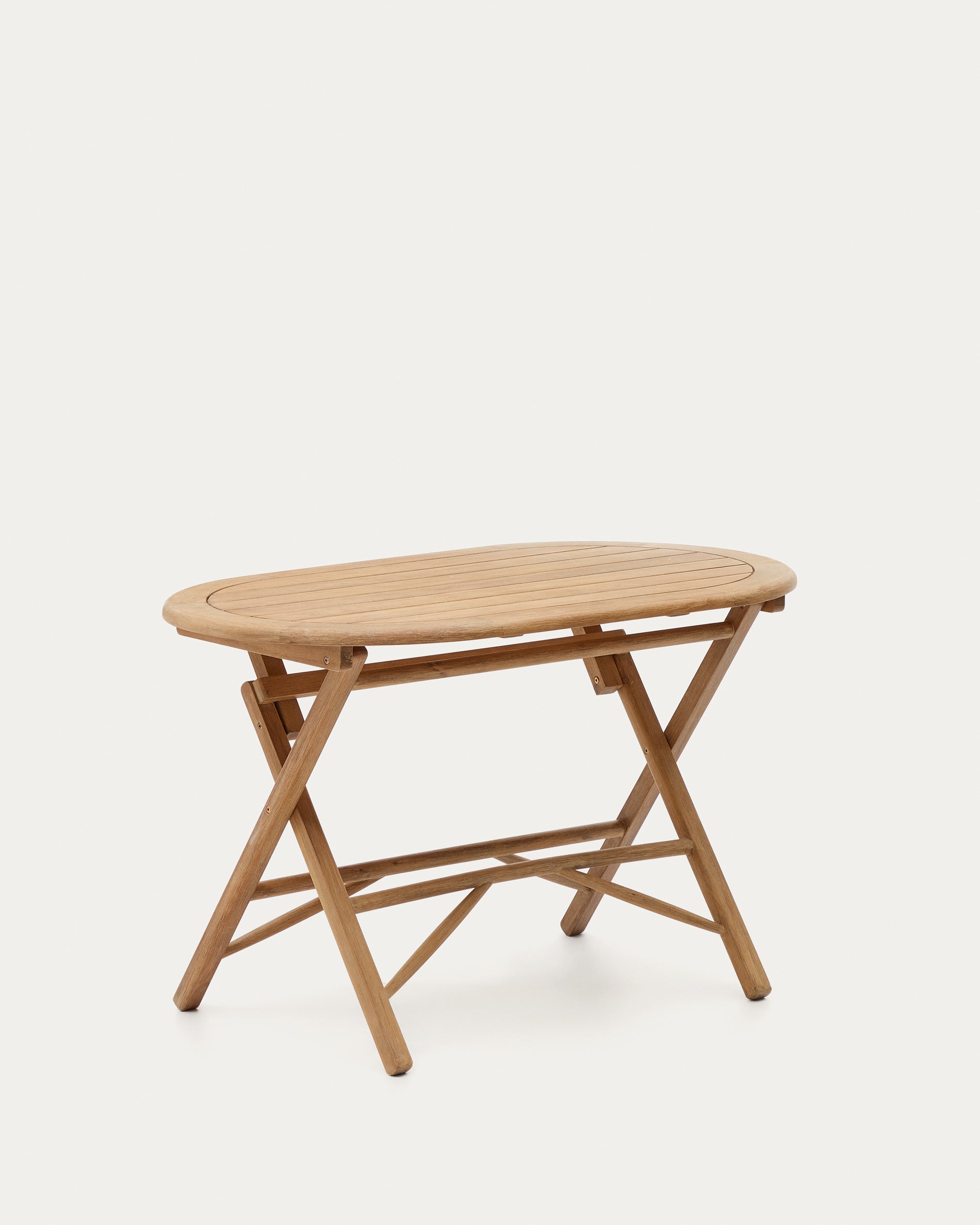 Dandara folding table in solid acacia wood natural finish, Ø 120 x 60 cm FSC 100% - Product View
