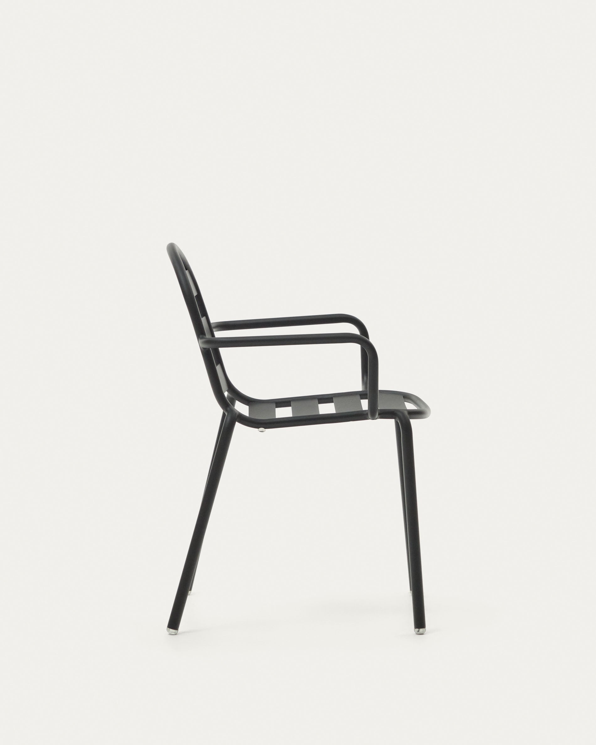 Joncols stackable outdoor aluminium chair with a powder coated grey finish - Product View