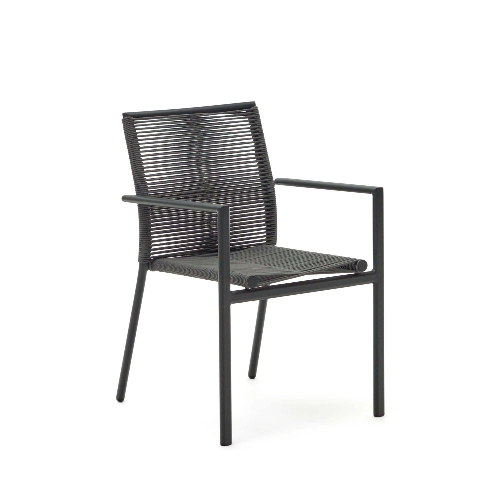 Culip aluminium and cord stackable outdoor chair in grey - Product Image