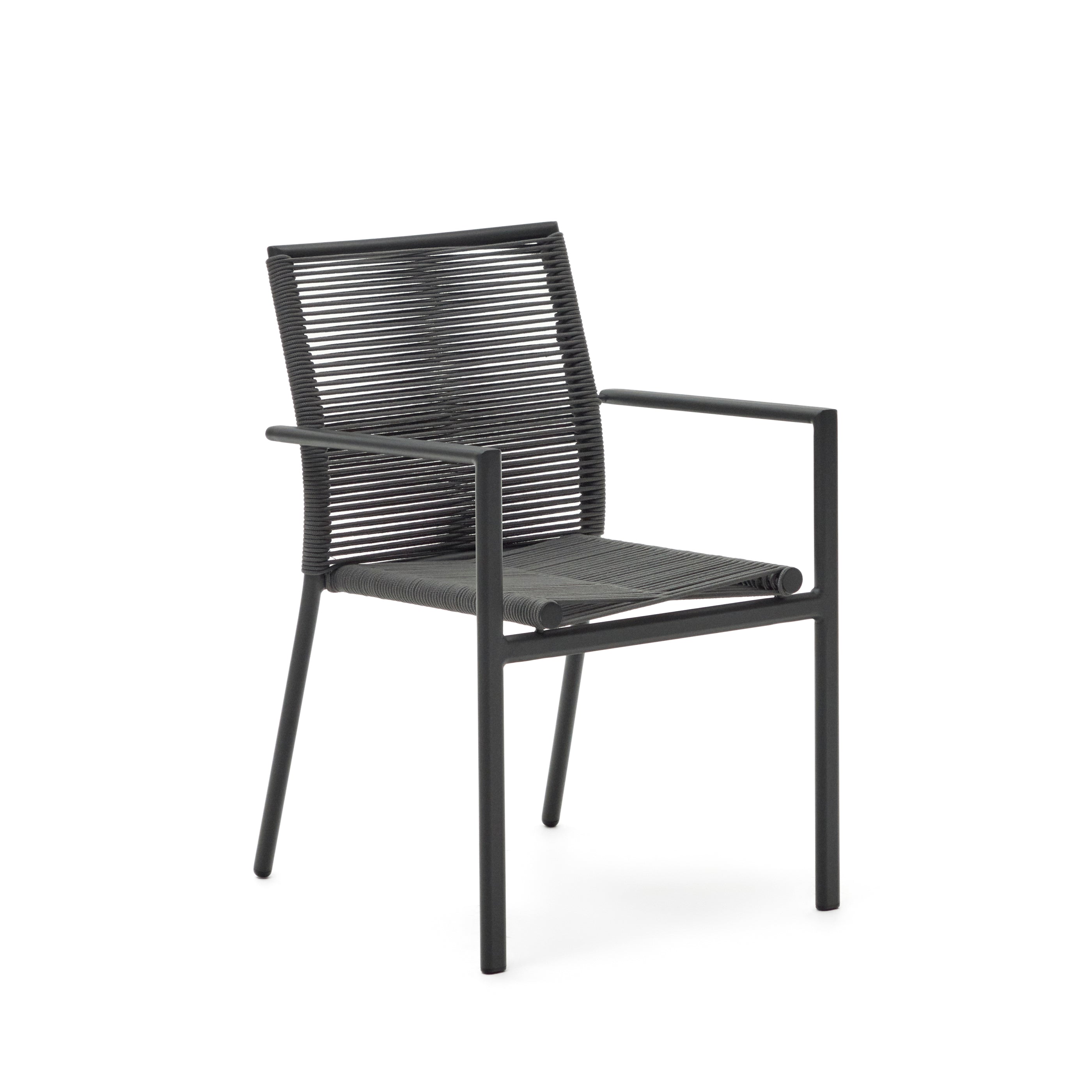 Culip aluminium and cord stackable outdoor chair in grey - Product Image