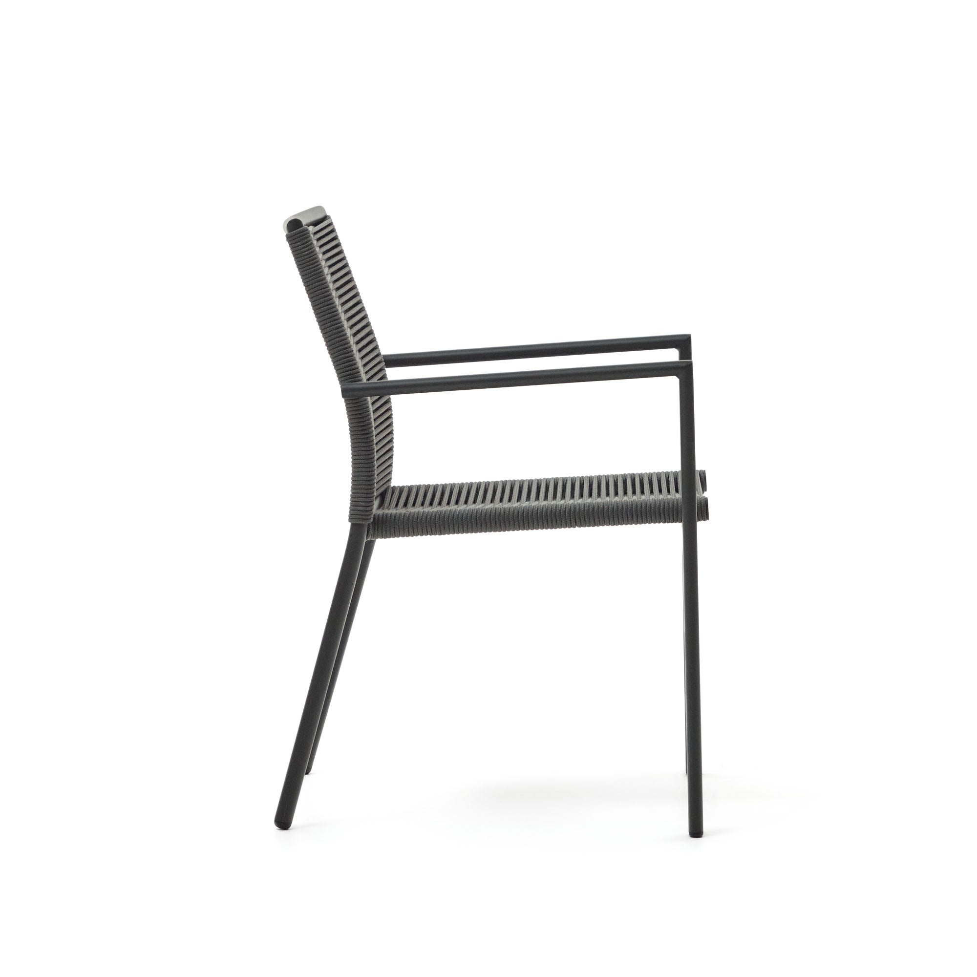 Culip aluminium and cord stackable outdoor chair in grey - Product Image