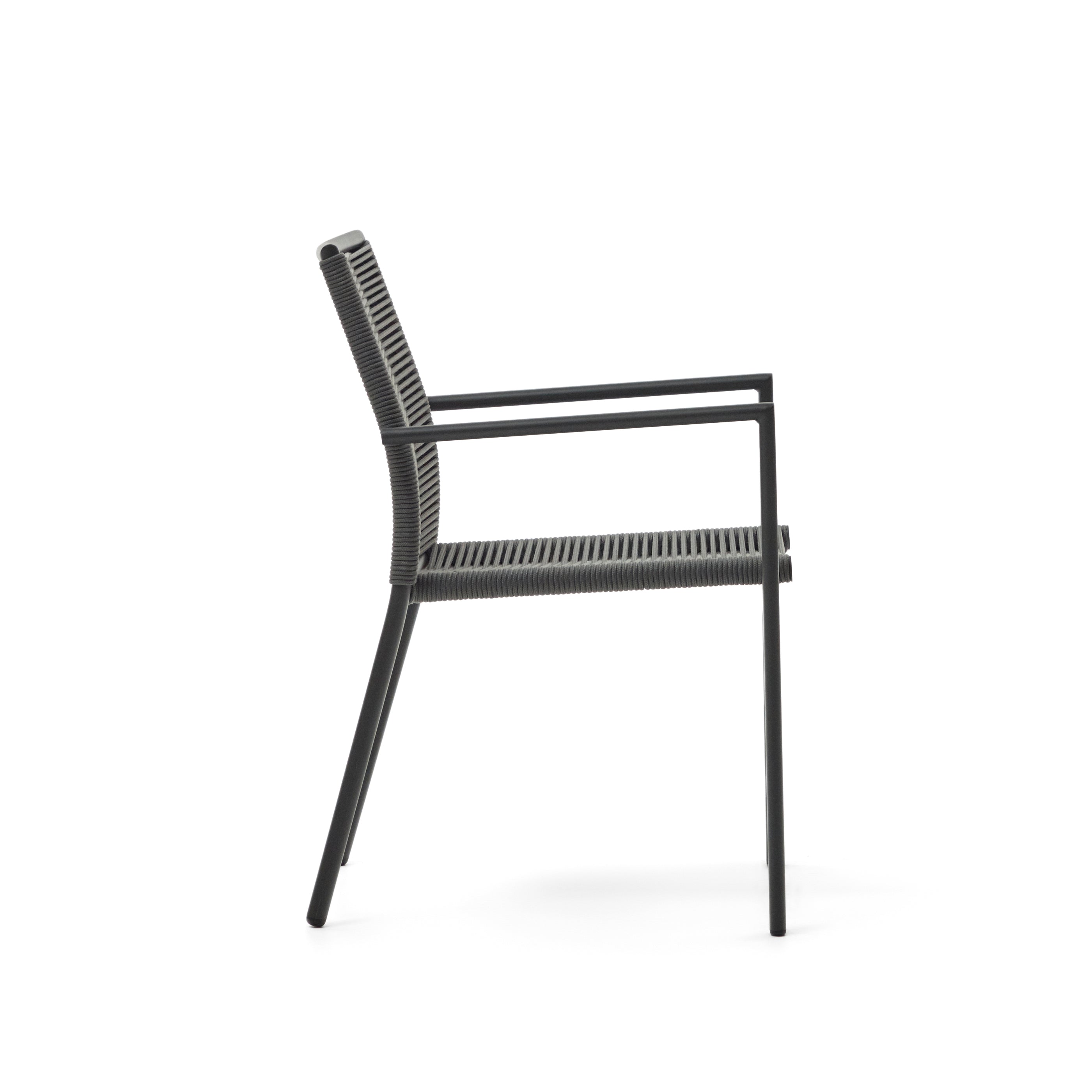 Culip aluminium and cord stackable outdoor chair in grey - Product Image