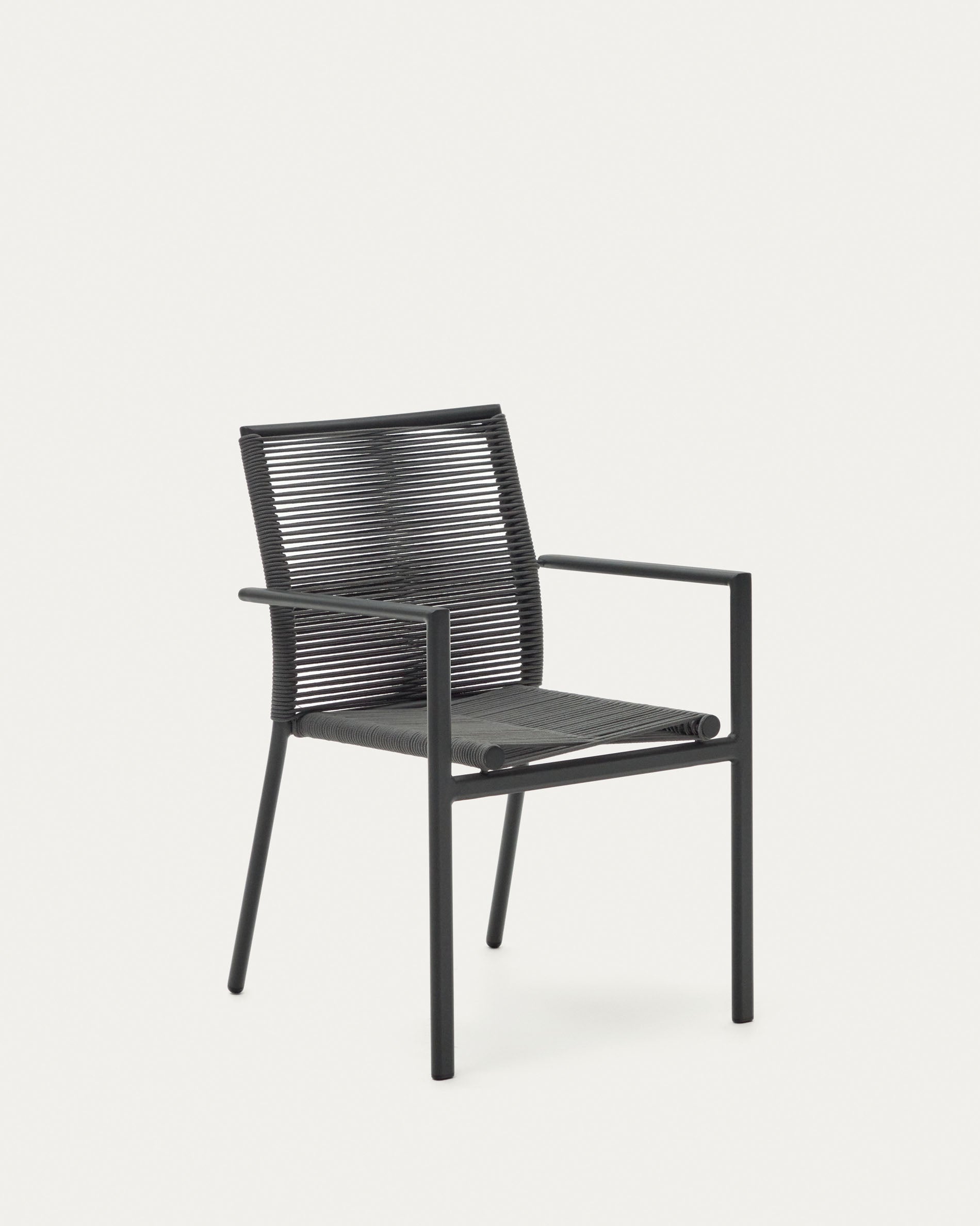 Culip aluminium and cord stackable outdoor chair in grey - Product View