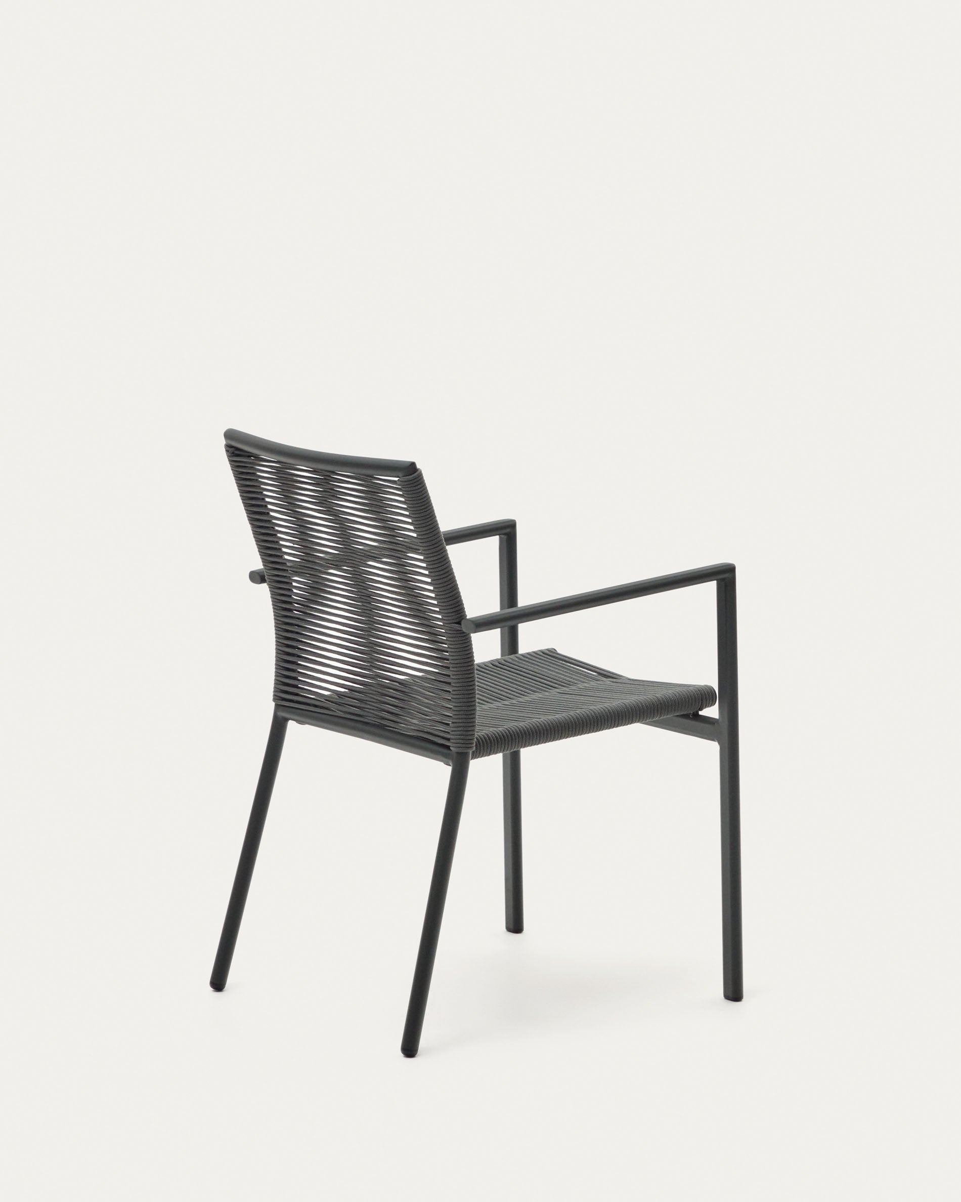 Culip aluminium and cord stackable outdoor chair in grey - Product View