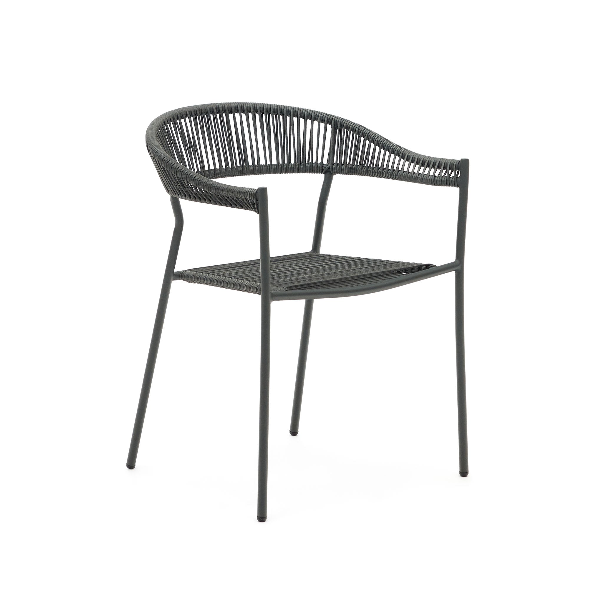 Futadera stackable outdoor chair in grey synthetic cord and grey painted steel - Product Image