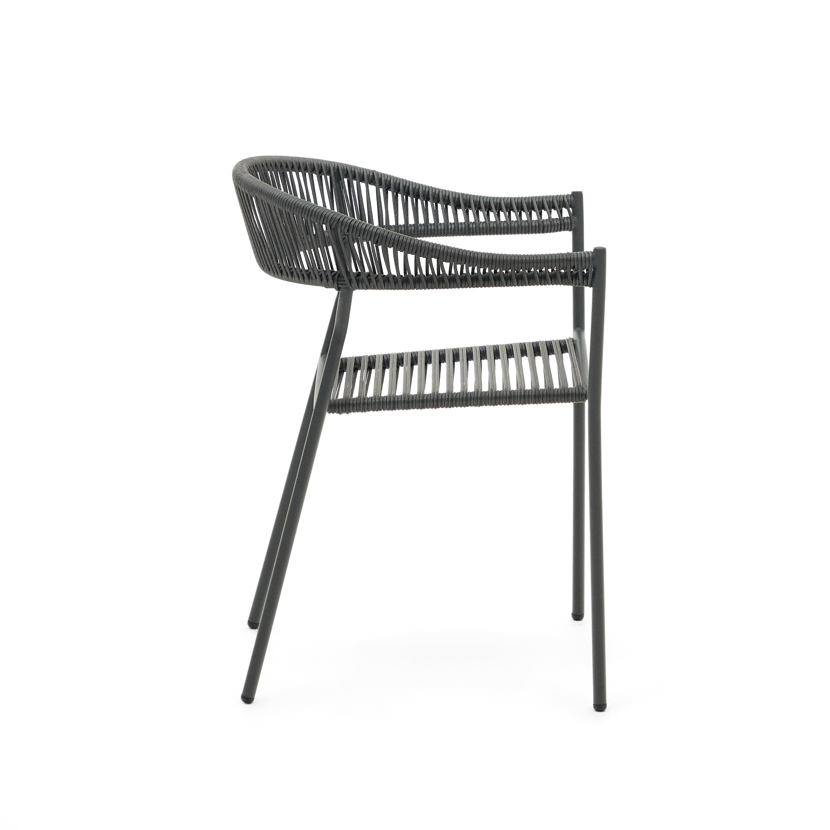 Futadera stackable outdoor chair in grey synthetic cord and grey painted steel - Product Image