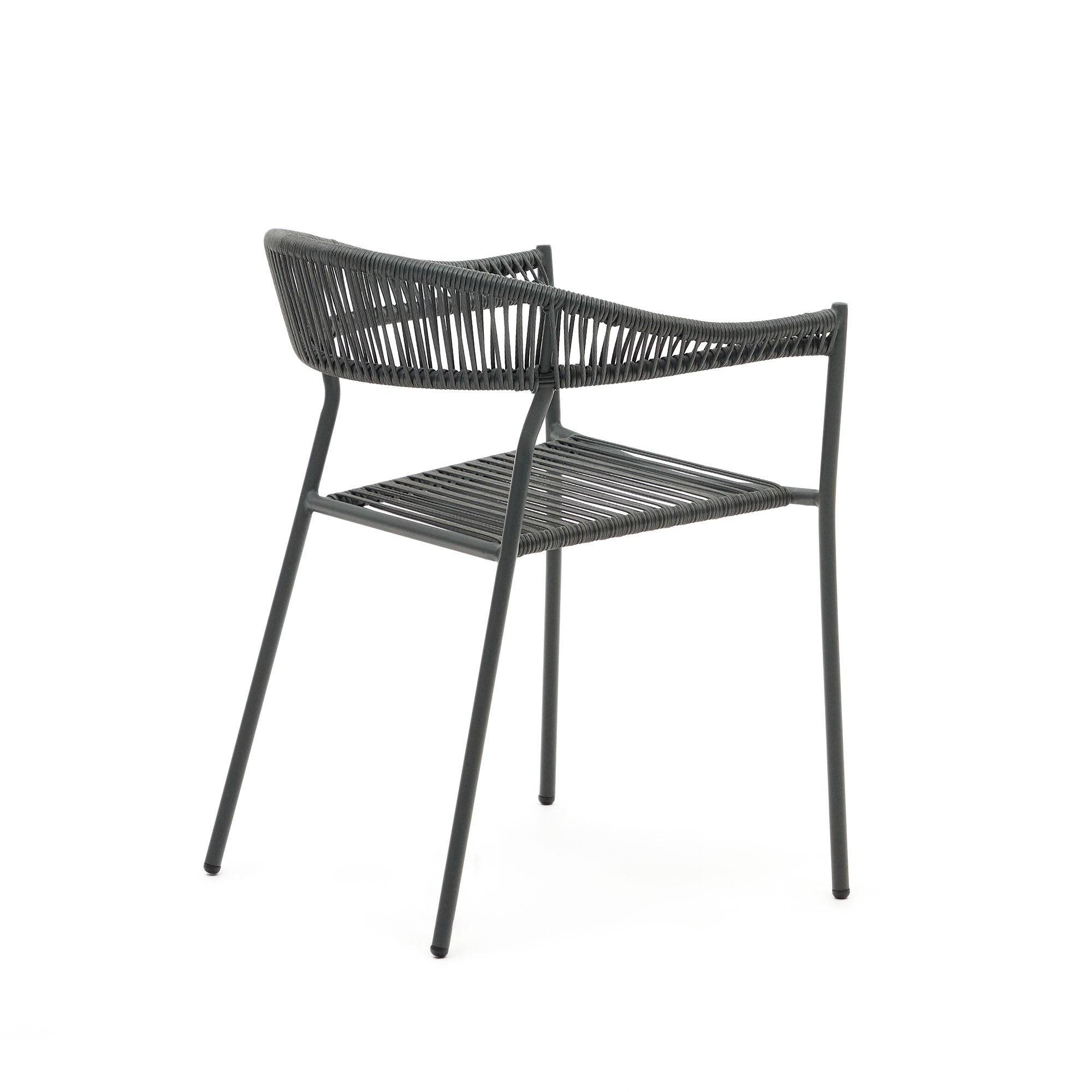Futadera stackable outdoor chair in grey synthetic cord and grey painted steel - Product Image
