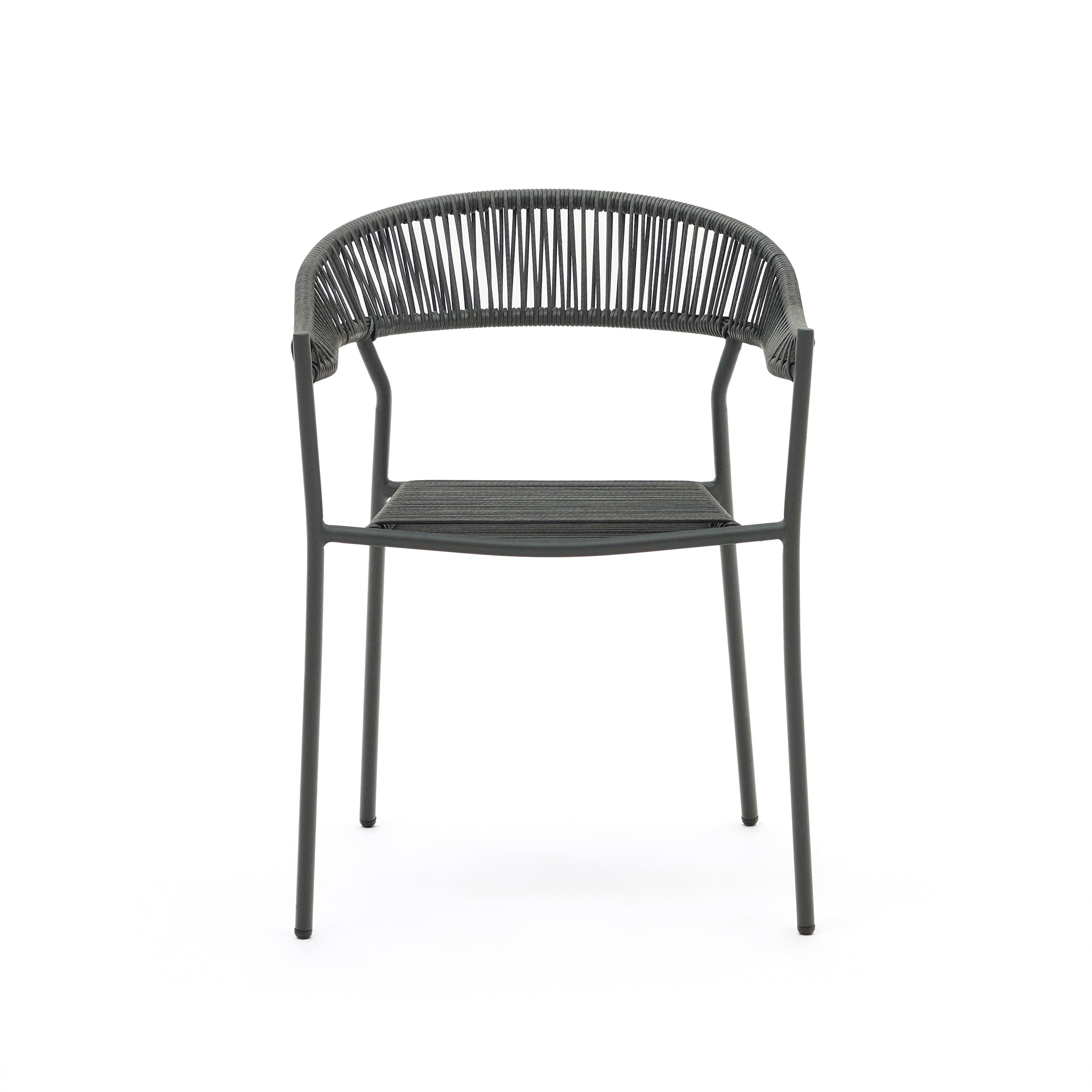 Futadera stackable outdoor chair in grey synthetic cord and grey painted steel - Product Image
