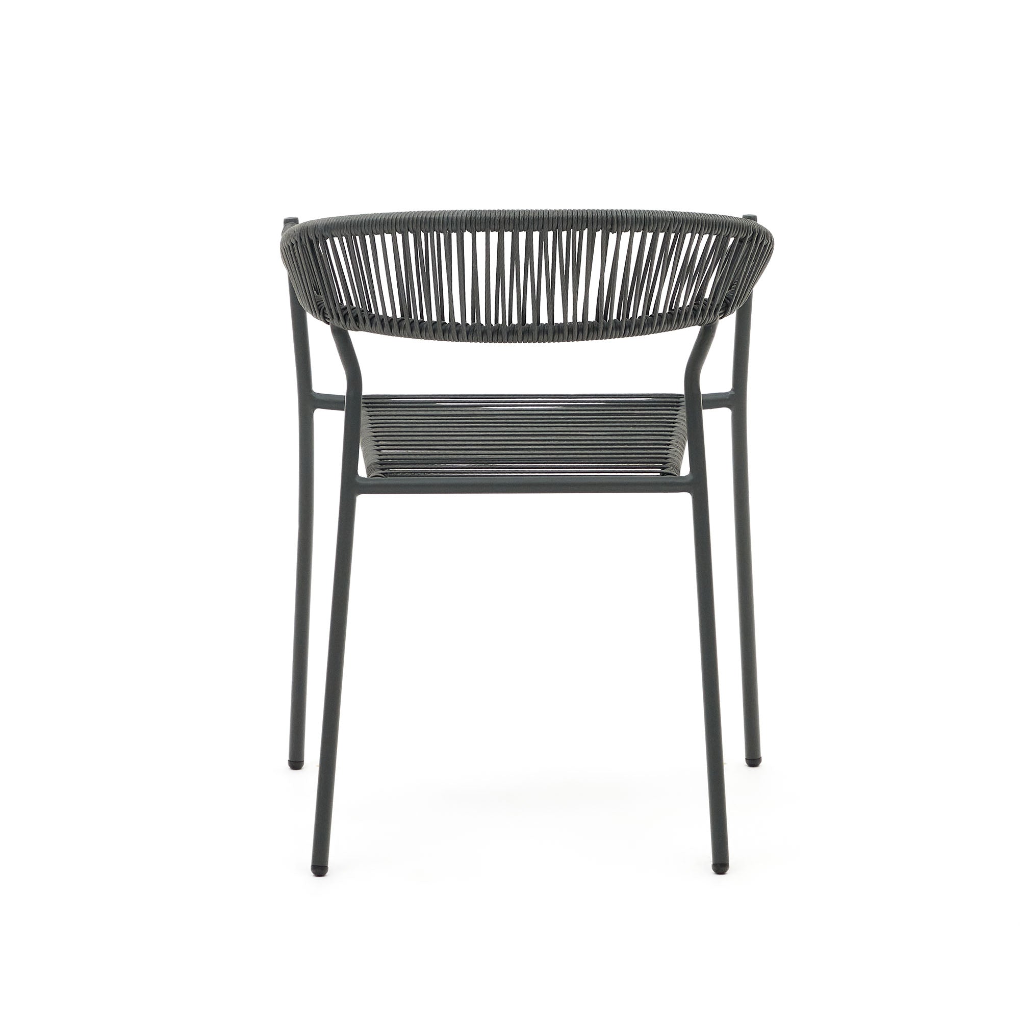 Futadera stackable outdoor chair in grey synthetic cord and grey painted steel - Product Image