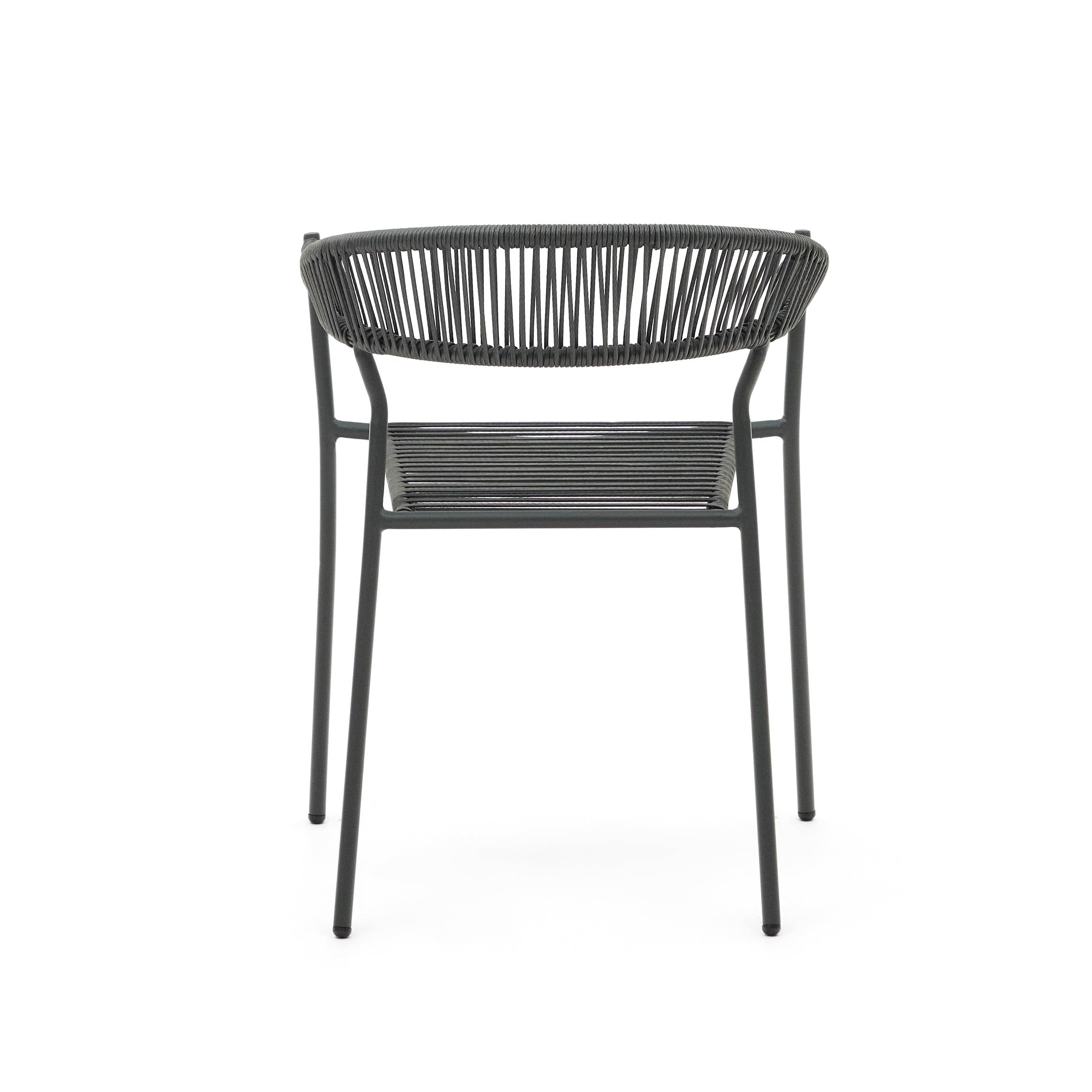 Futadera stackable outdoor chair in grey synthetic cord and grey painted steel - Product Image