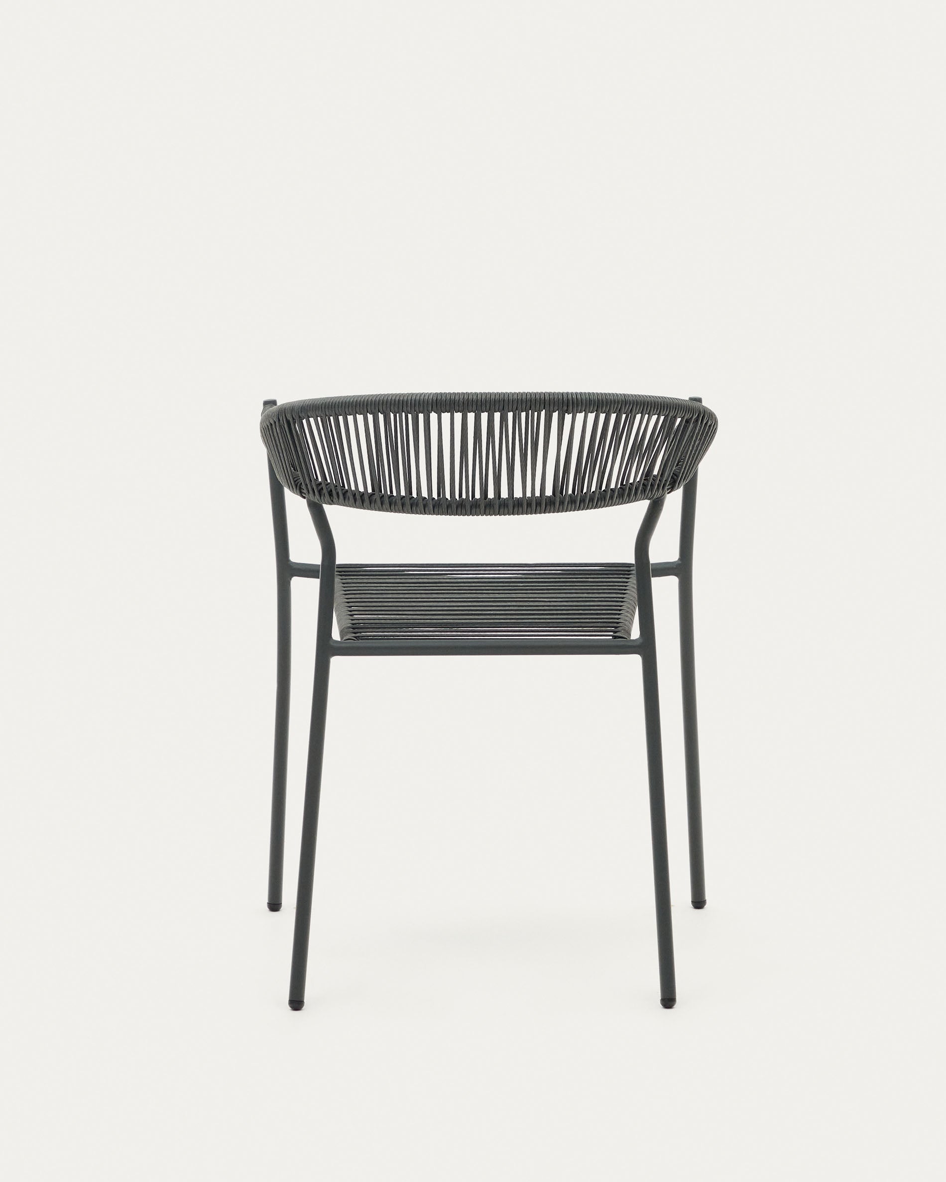 Futadera stackable outdoor chair in grey synthetic cord and grey painted steel - Product View