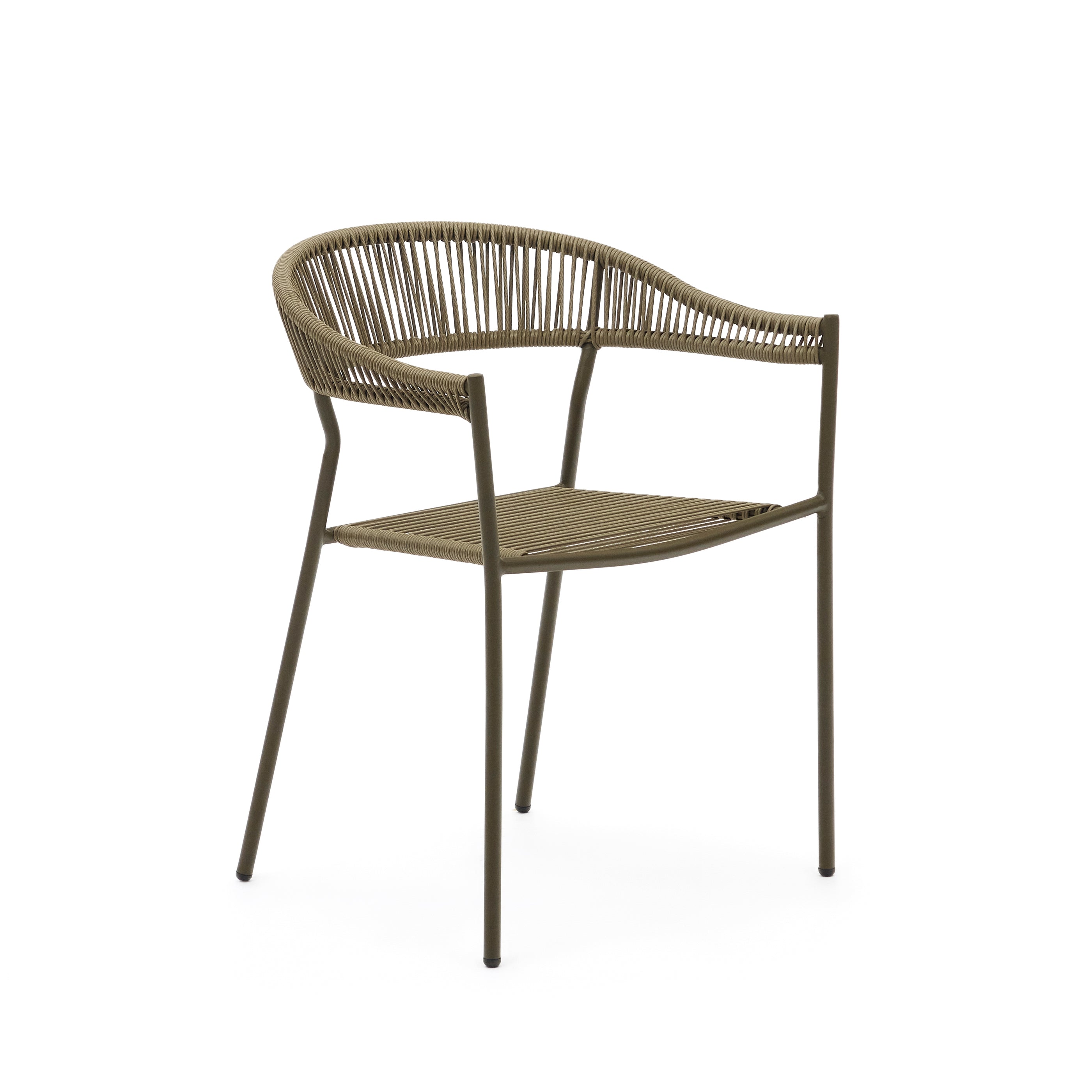 Futadera stackable outdoor chair in green synthetic cord and green painted steel - Product Image