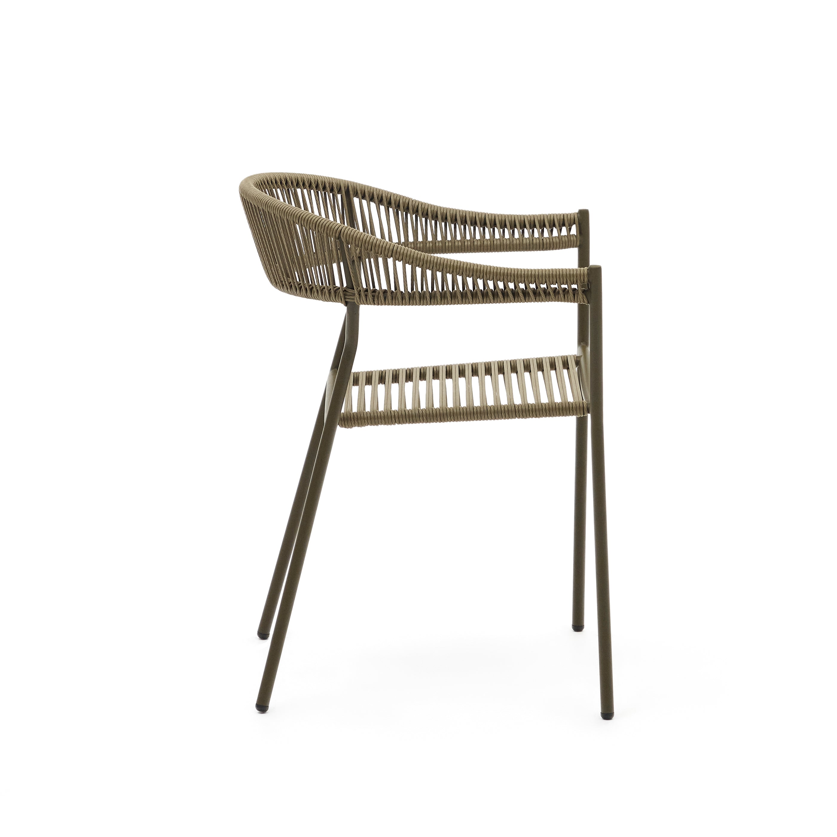 Futadera stackable outdoor chair in green synthetic cord and green painted steel - Product Image
