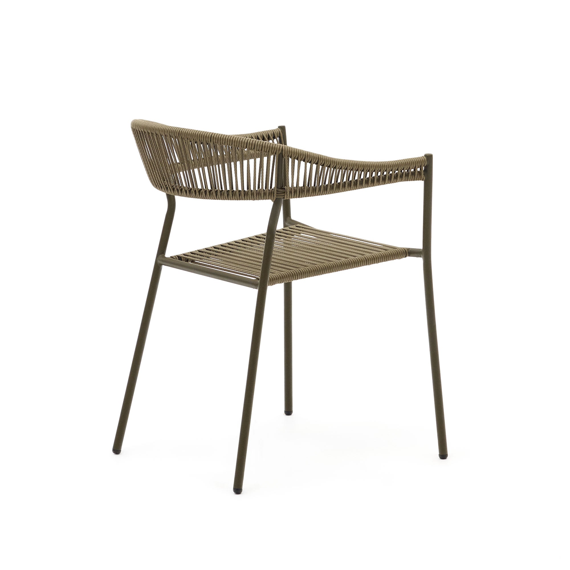 Futadera stackable outdoor chair in green synthetic cord and green painted steel - Product Image